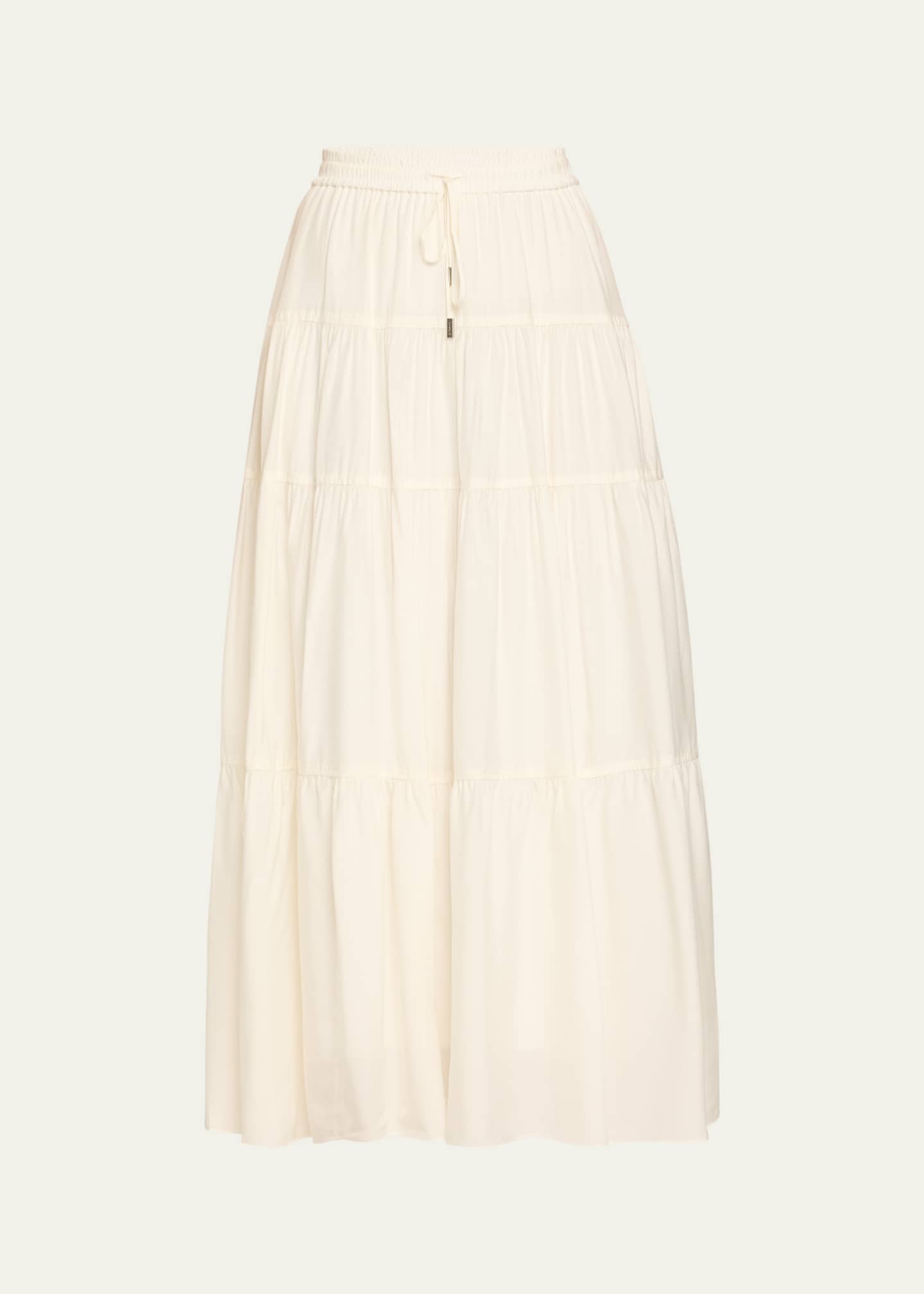 ★YEEL★ STRAP-LAYERED MAXI SKIRT Dollie Bell - Black/Grey Shine Zip-detail Slit Maxi Skirt