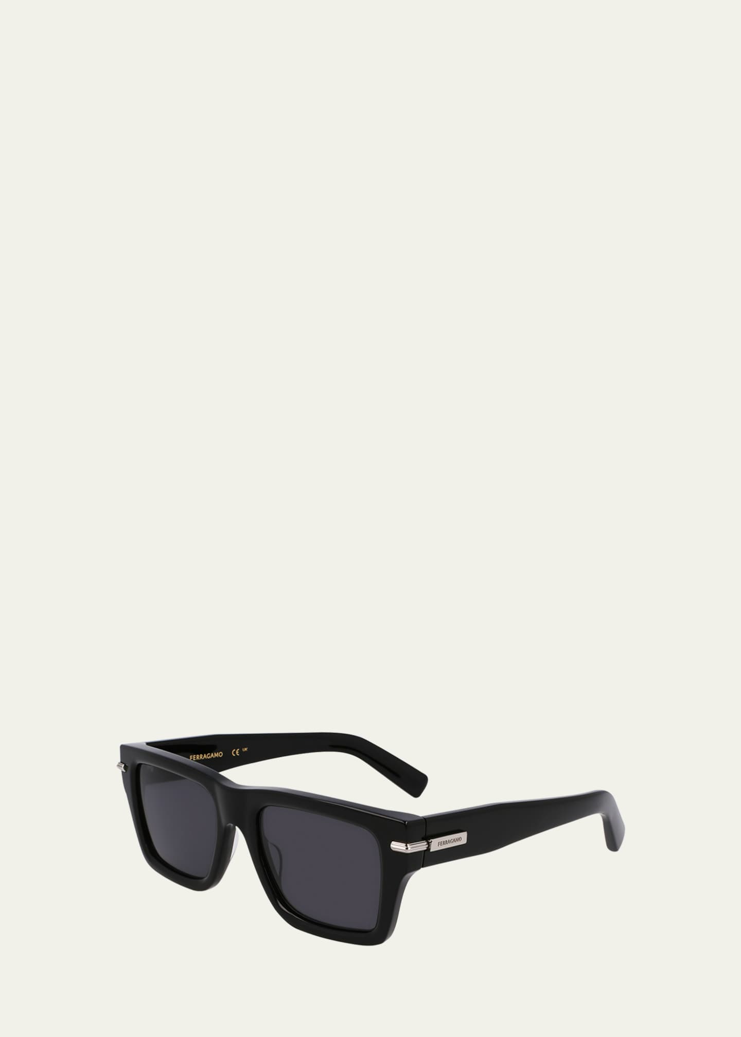 Ferragamo Men's Prisma Modified Acetate Rectangle Sunglasses Image 3 of 5