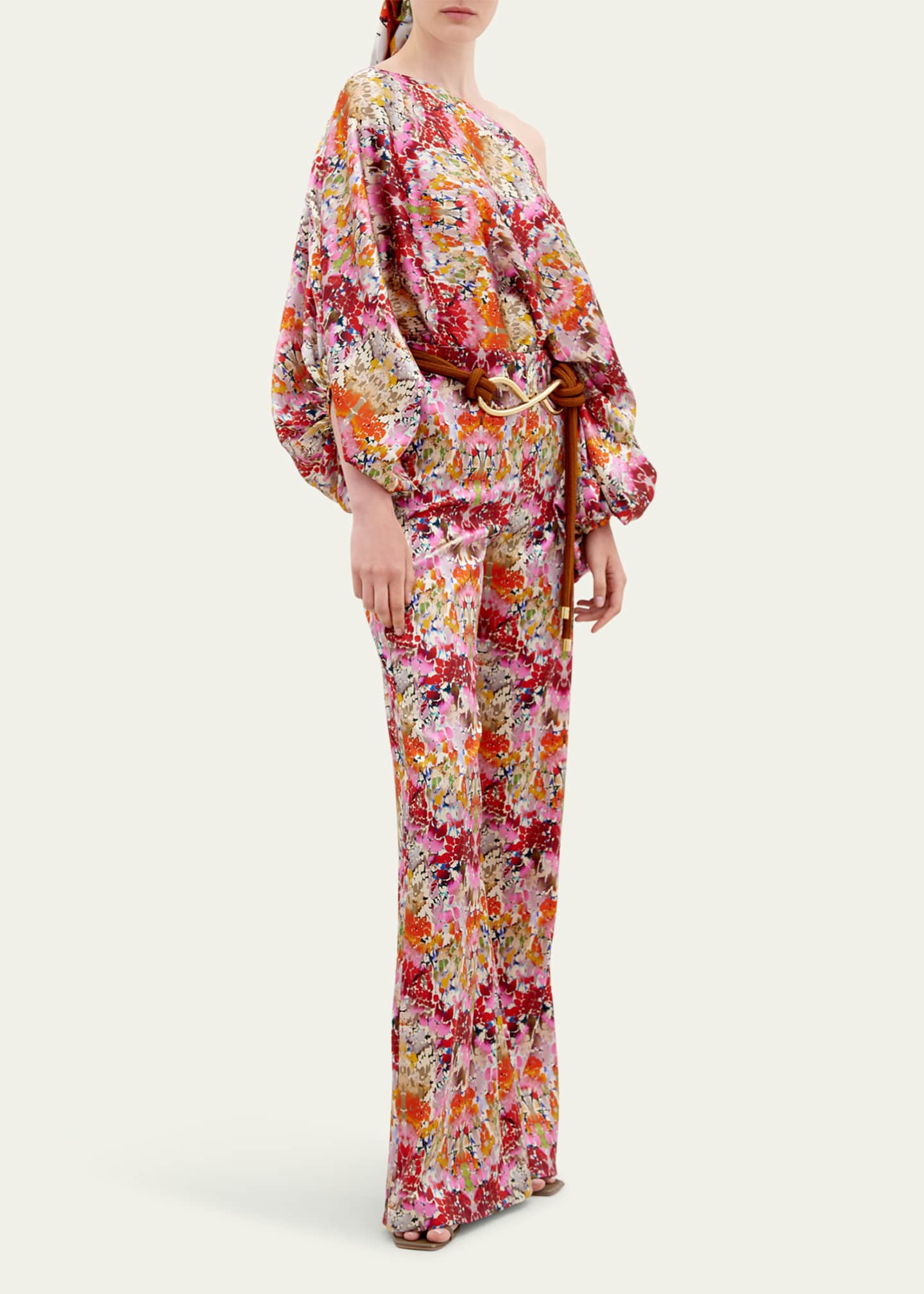 Silvia Tcherassi Andie Abstract Wide Leg Silk Pants Image 3 of 3