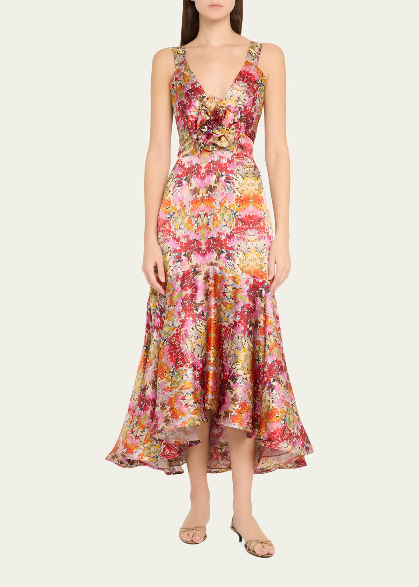 Silvia Tcherassi Saskya Printed High-Low Midi Dress Image 2 of 5