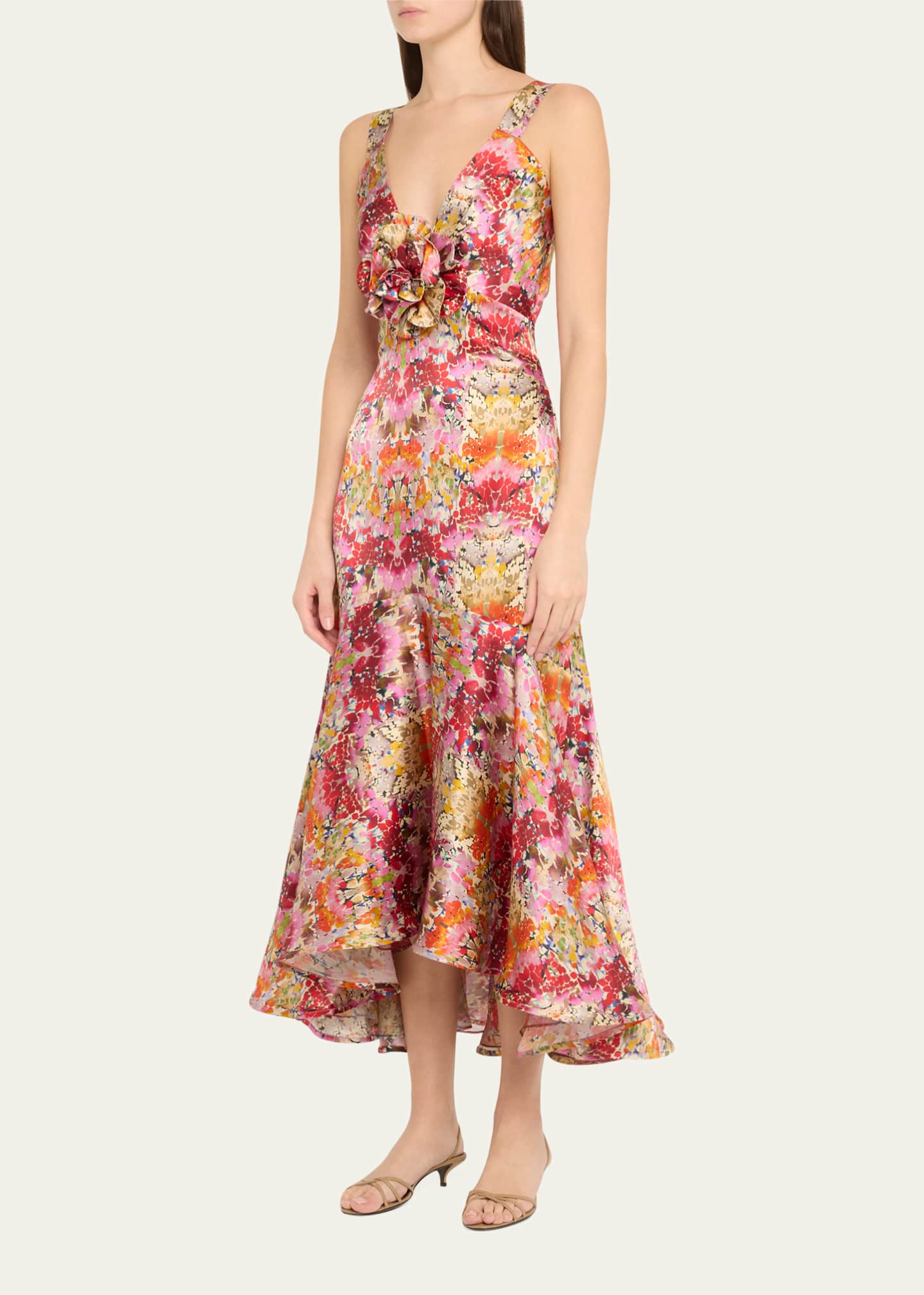Silvia Tcherassi Saskya Printed High-Low Midi Dress Image 4 of 5