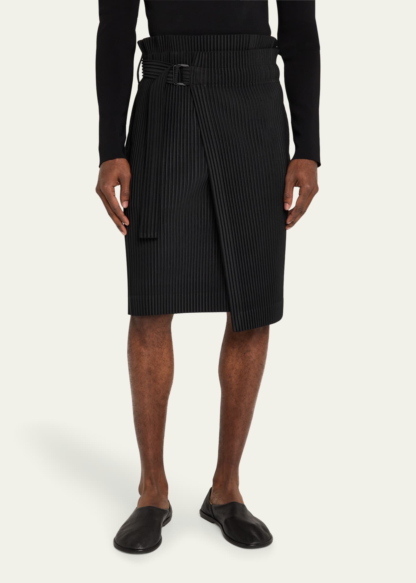 Homme Plisse Issey Miyake Men's Pleated Wrap Skirt Image 4 of 5