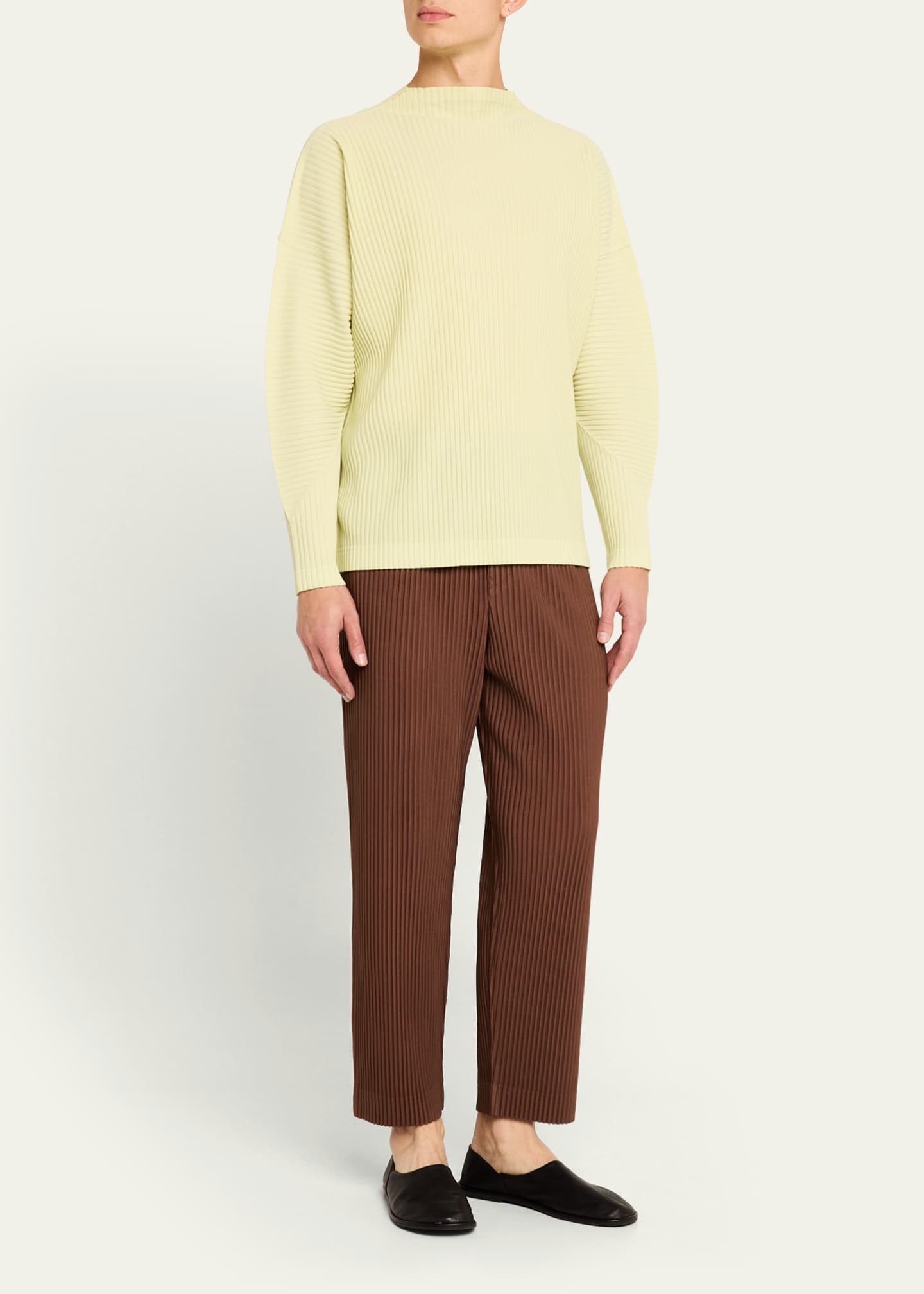 Homme Plisse Issey Miyake Men's Pleated Long-Sleeve T-Shirt Image 2 of 5