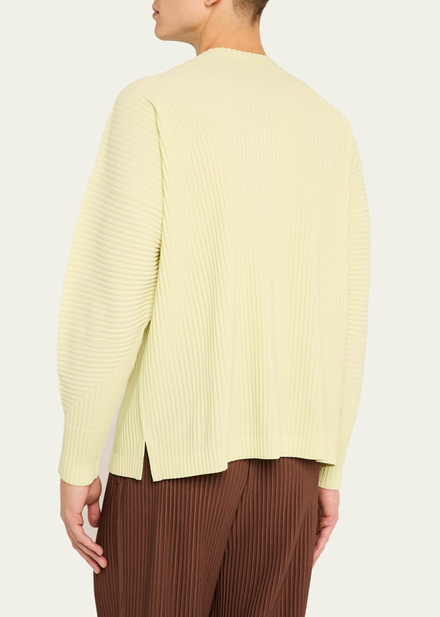 Homme Plisse Issey Miyake Men's Pleated Long-Sleeve T-Shirt Image 3 of 5