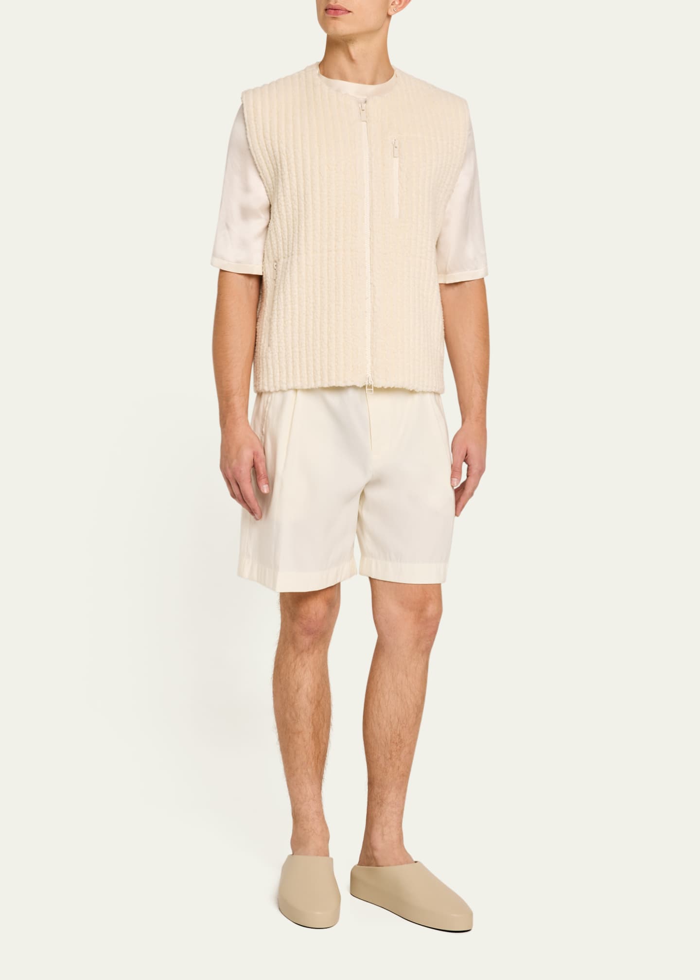 Homme Plisse Issey Miyake Men's Pleated Sherpa Zip Vest Image 2 of 5
