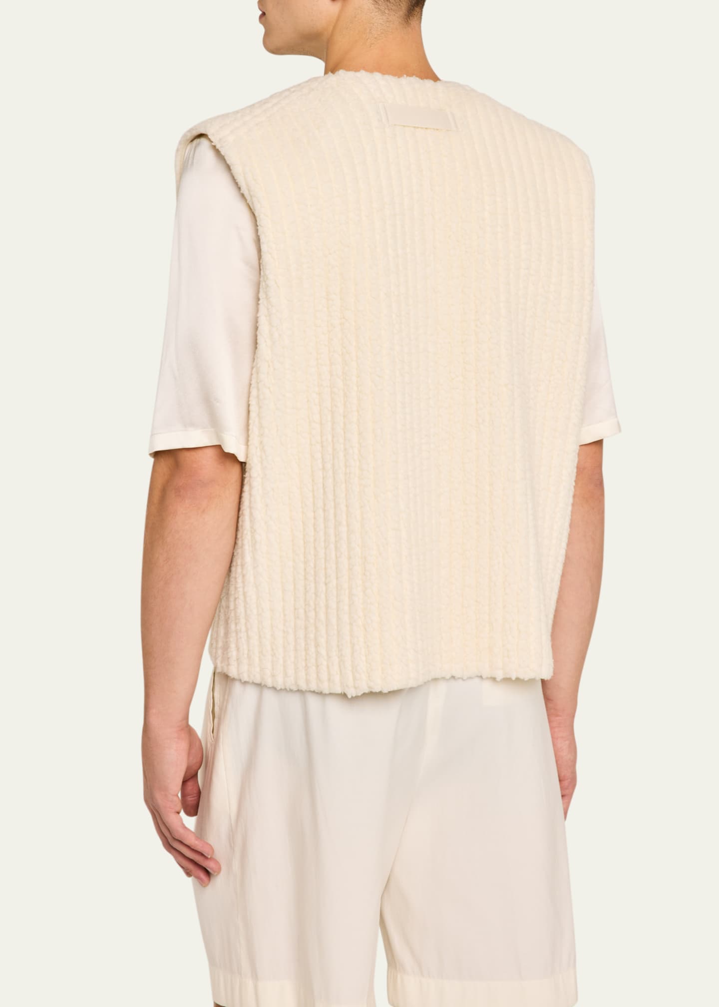 Homme Plisse Issey Miyake Men's Pleated Sherpa Zip Vest Image 3 of 5
