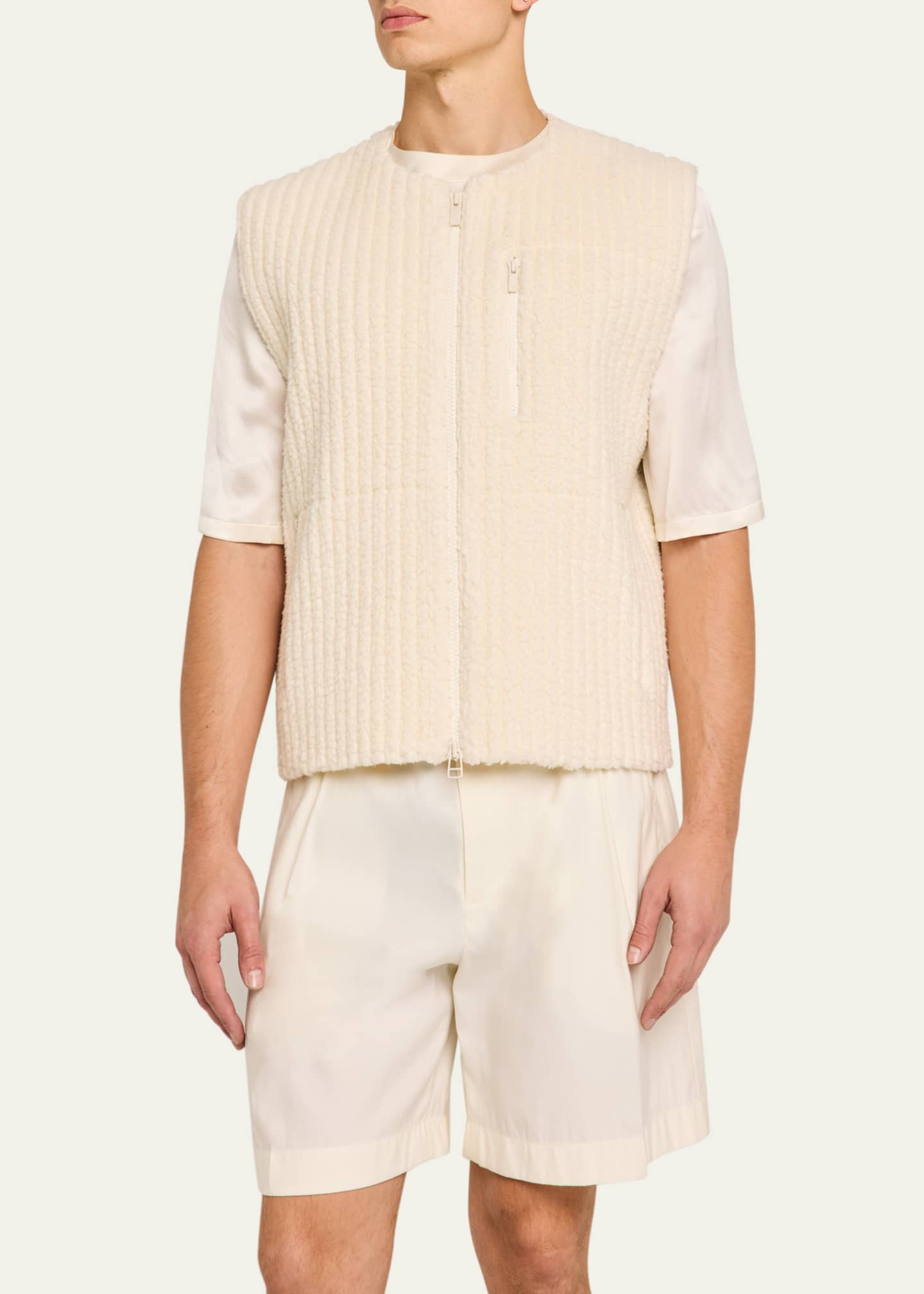 Homme Plisse Issey Miyake Men's Pleated Sherpa Zip Vest Image 4 of 5