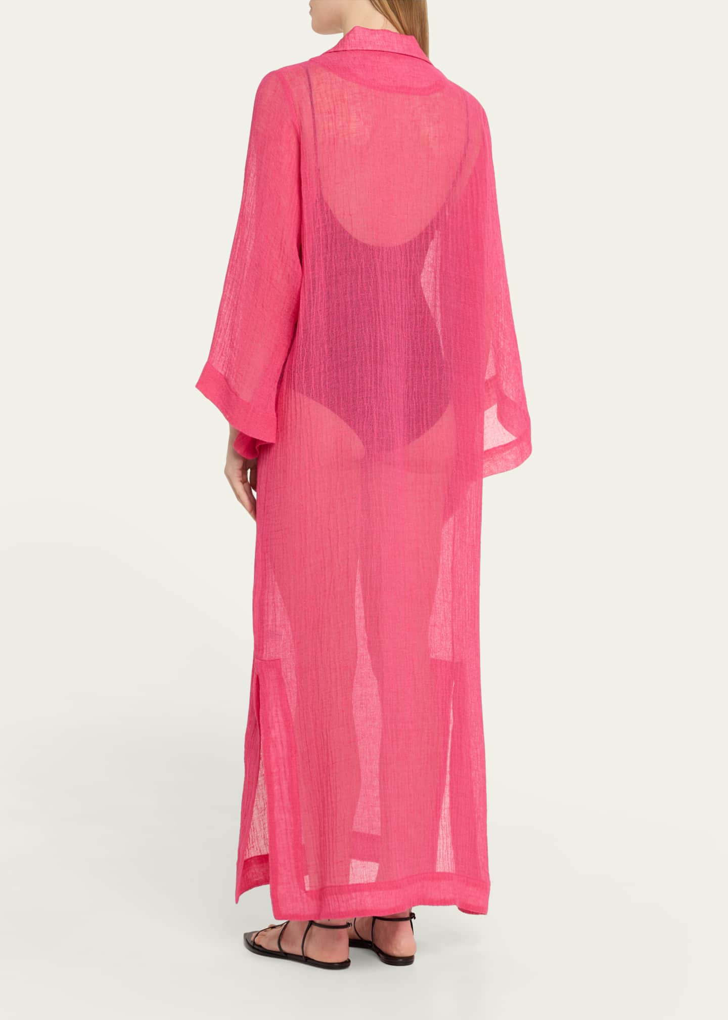 Lisa Marie Fernandez Linen-Blend Tunic Caftan Image 3 of 5