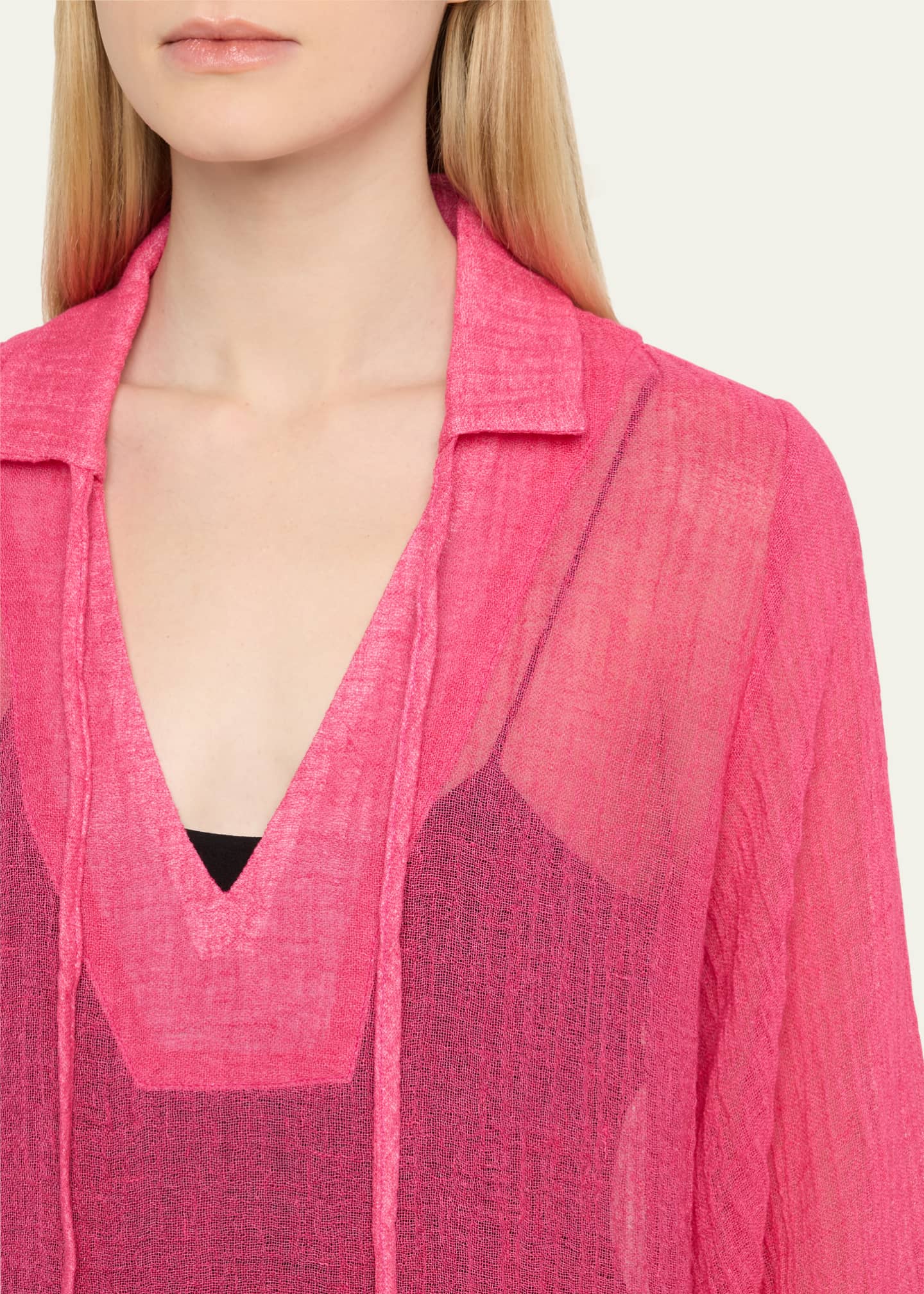 Lisa Marie Fernandez Linen-Blend Tunic Caftan Image 5 of 5