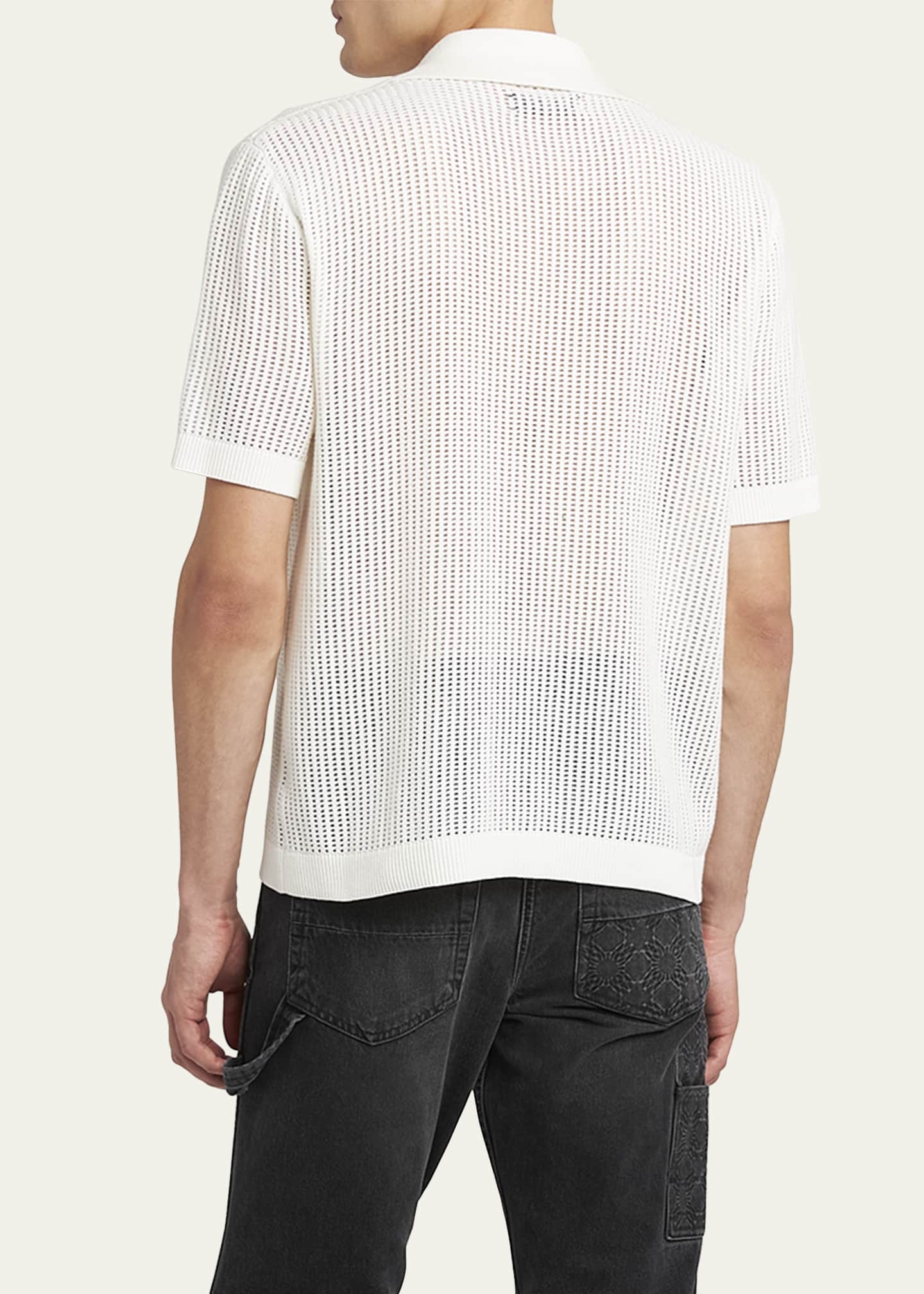 Amiri Men's Mesh Knit Camp Shirt Image 3 of 5