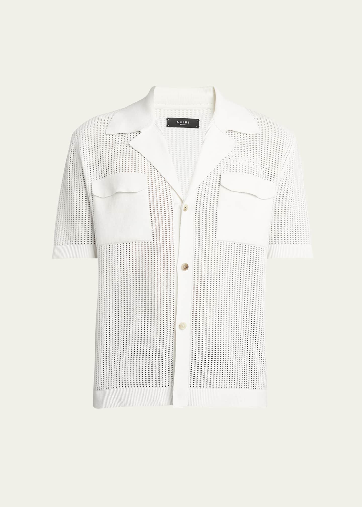 Amiri Men's Mesh Knit Camp Shirt Image 1 of 5