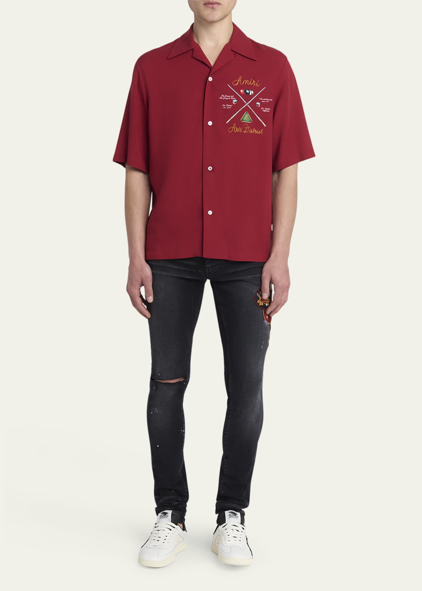 Amiri Men's Aged Vintage Patch Skinny Jeans Image 2 of 5