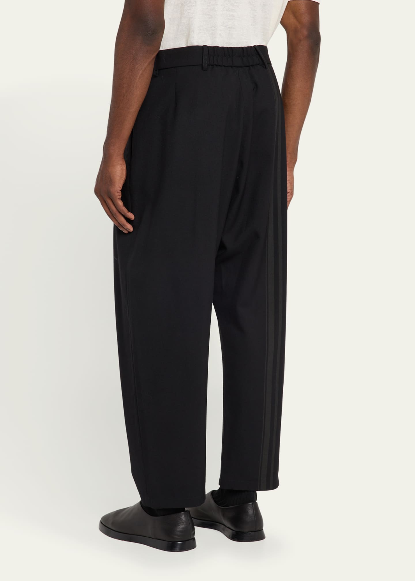 MORDECAI Men's Pleated Back-Stripe Wool Trousers Image 3 of 5