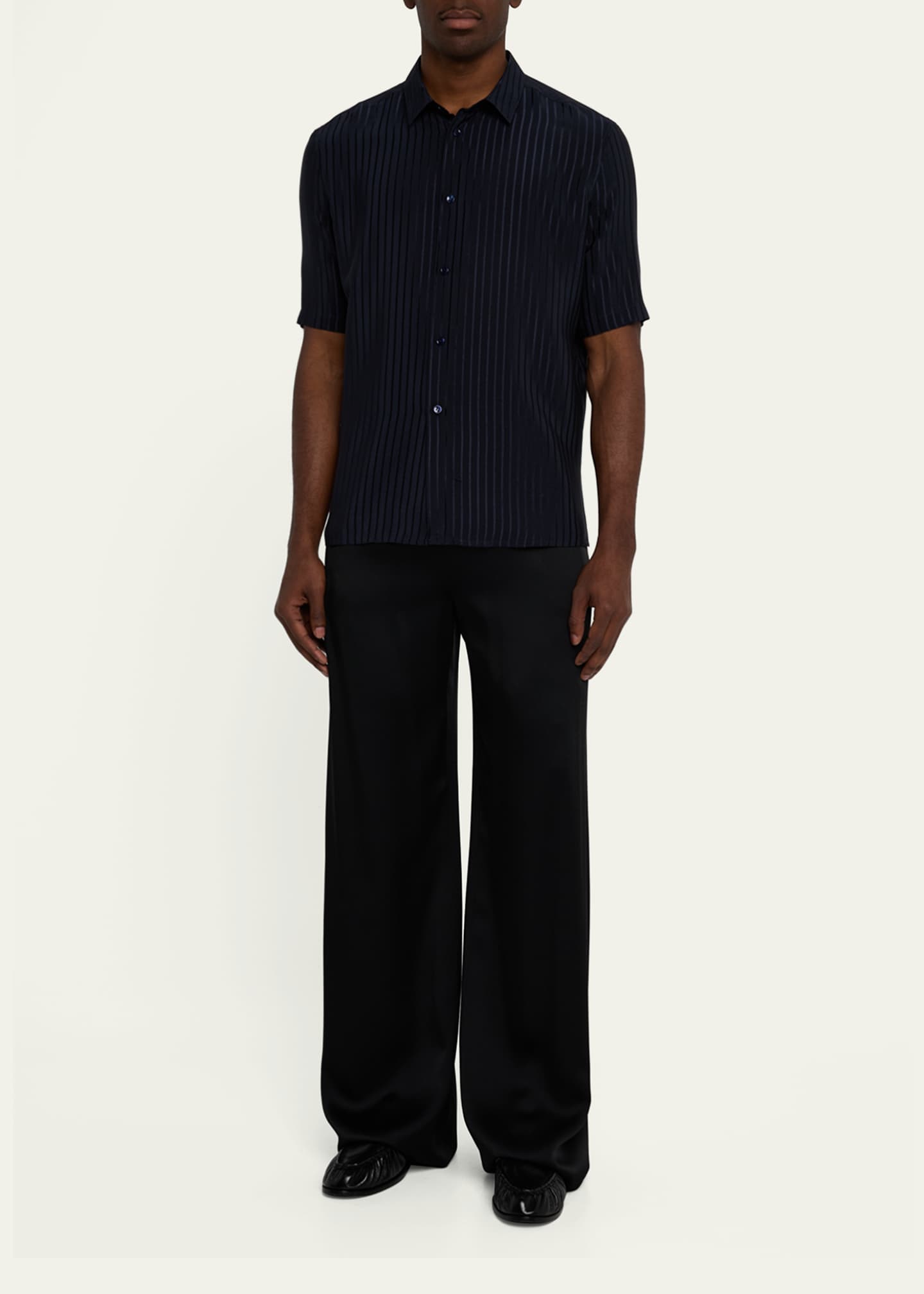 saint laurent mens dress shirt Saint Laurent Men's Tonal Stripe Button-Down Shirt, Blue, Men's, 42 EU (16.5 US), Shirts Tops Casual Button Down Shirts
