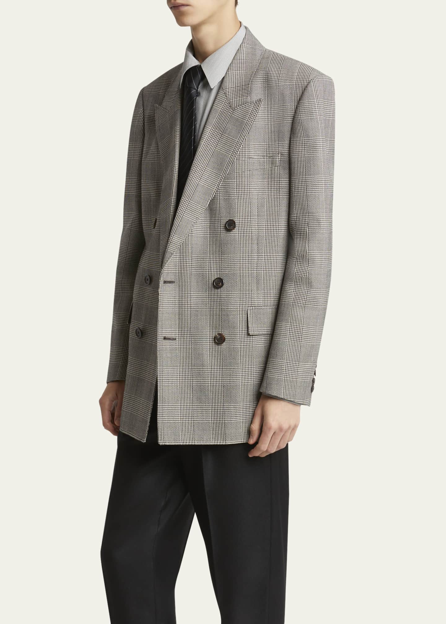 Saint Laurent Men's Double-Breasted Relaxed Blazer Image 4 of 7