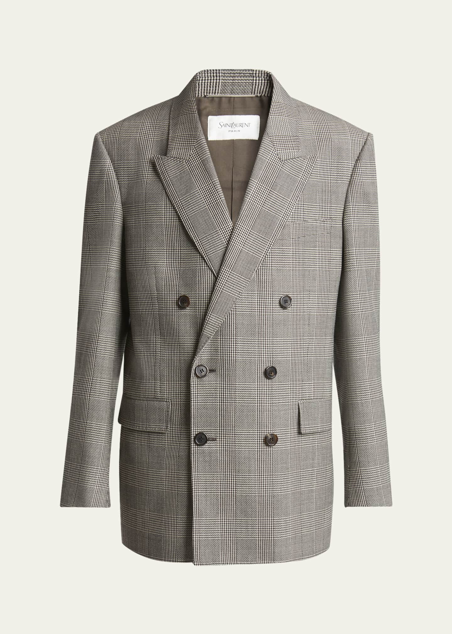 Saint Laurent Men's Double-Breasted Relaxed Blazer Image 1 of 7