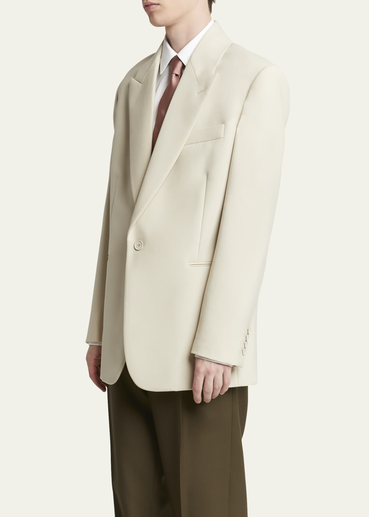 Saint Laurent Men's Wool-Silk Relaxed Sport Coat Image 4 of 7
