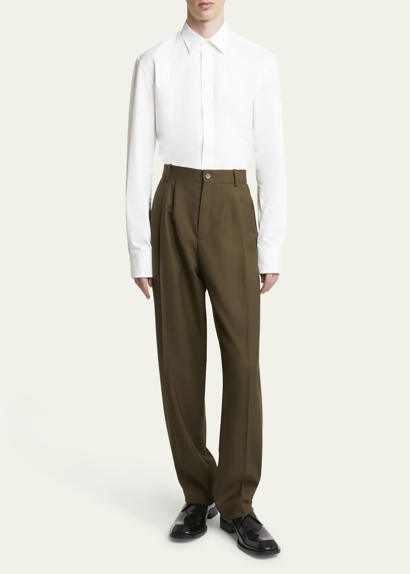 Saint Laurent Men's Solid Cotton Sport Shirt Image 2 of 5