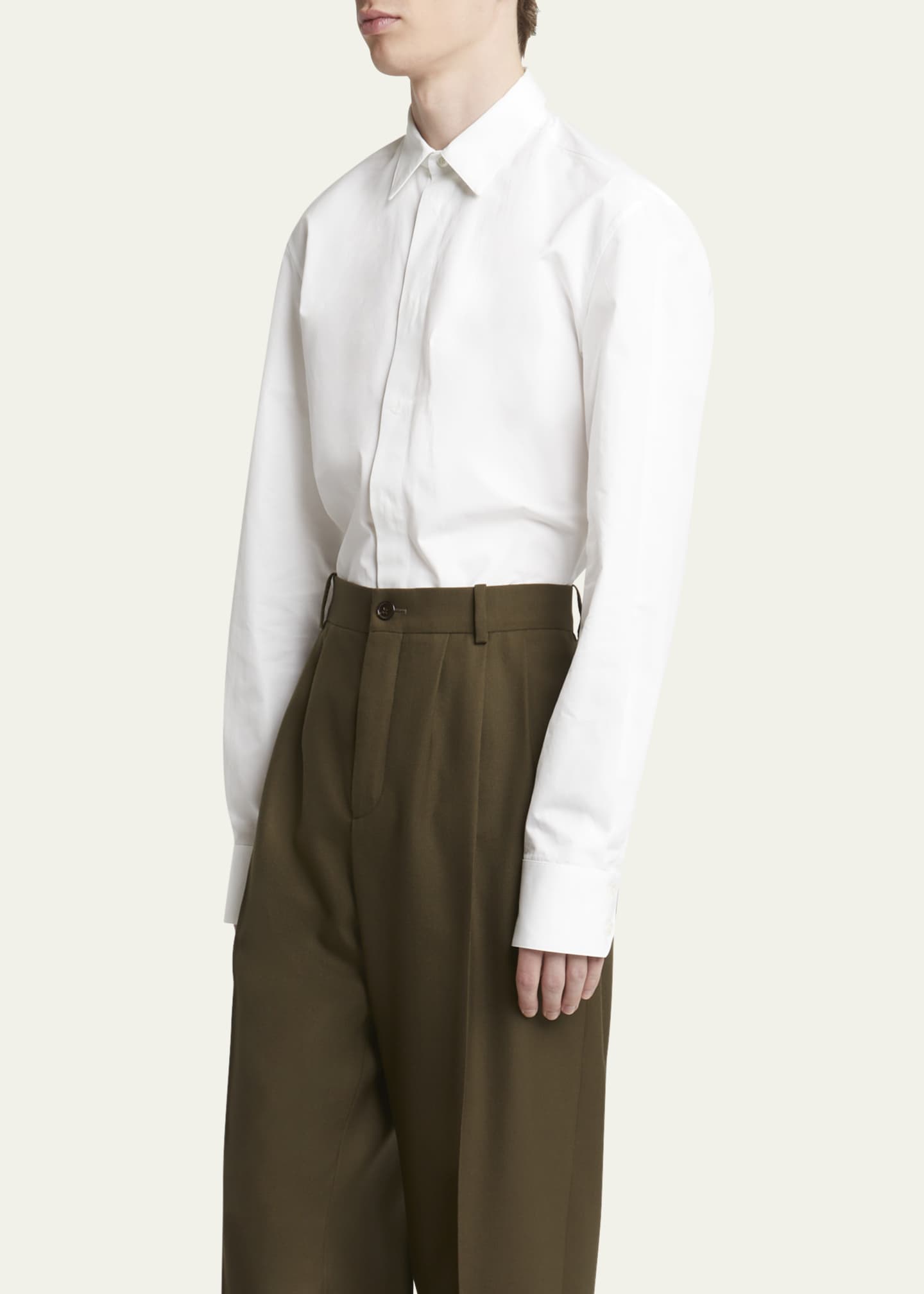 Saint Laurent Men's Solid Cotton Sport Shirt Image 4 of 5