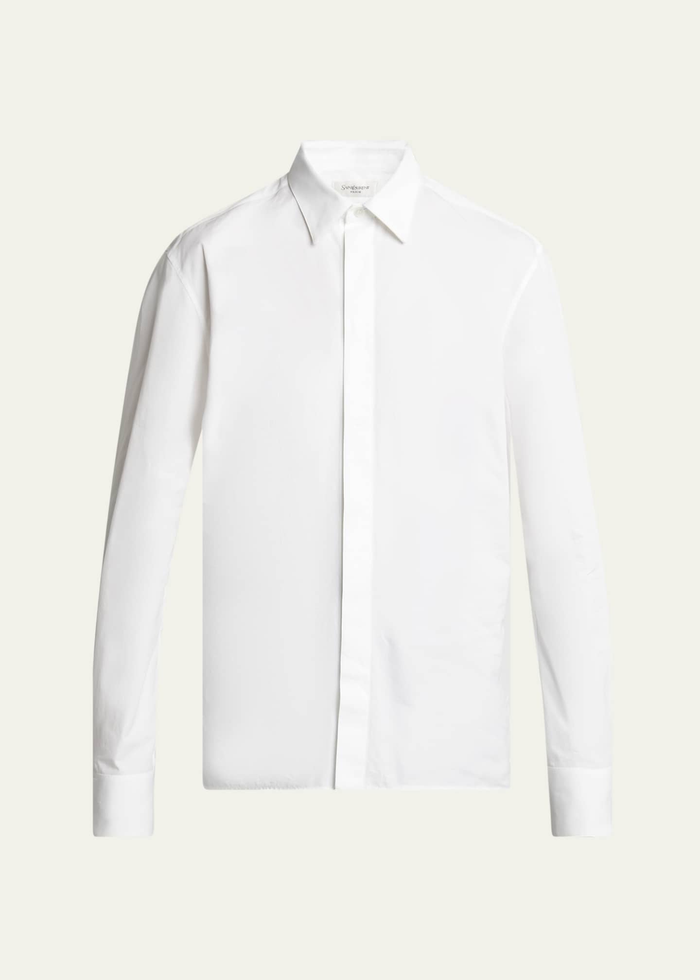 Saint Laurent Men's Solid Cotton Sport Shirt Image 1 of 5