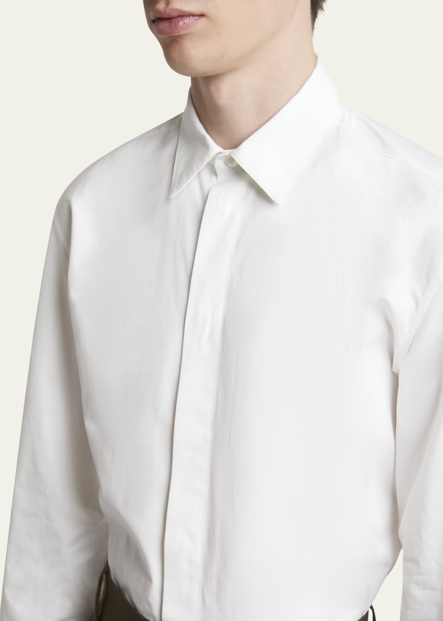 Saint Laurent Men's Solid Cotton Sport Shirt Image 5 of 5