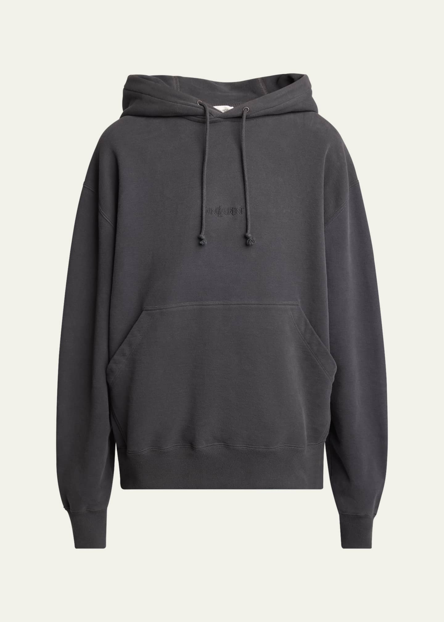 Saint Laurent Men's Fleece Tonal Logo Hoodie Image 1 of 5