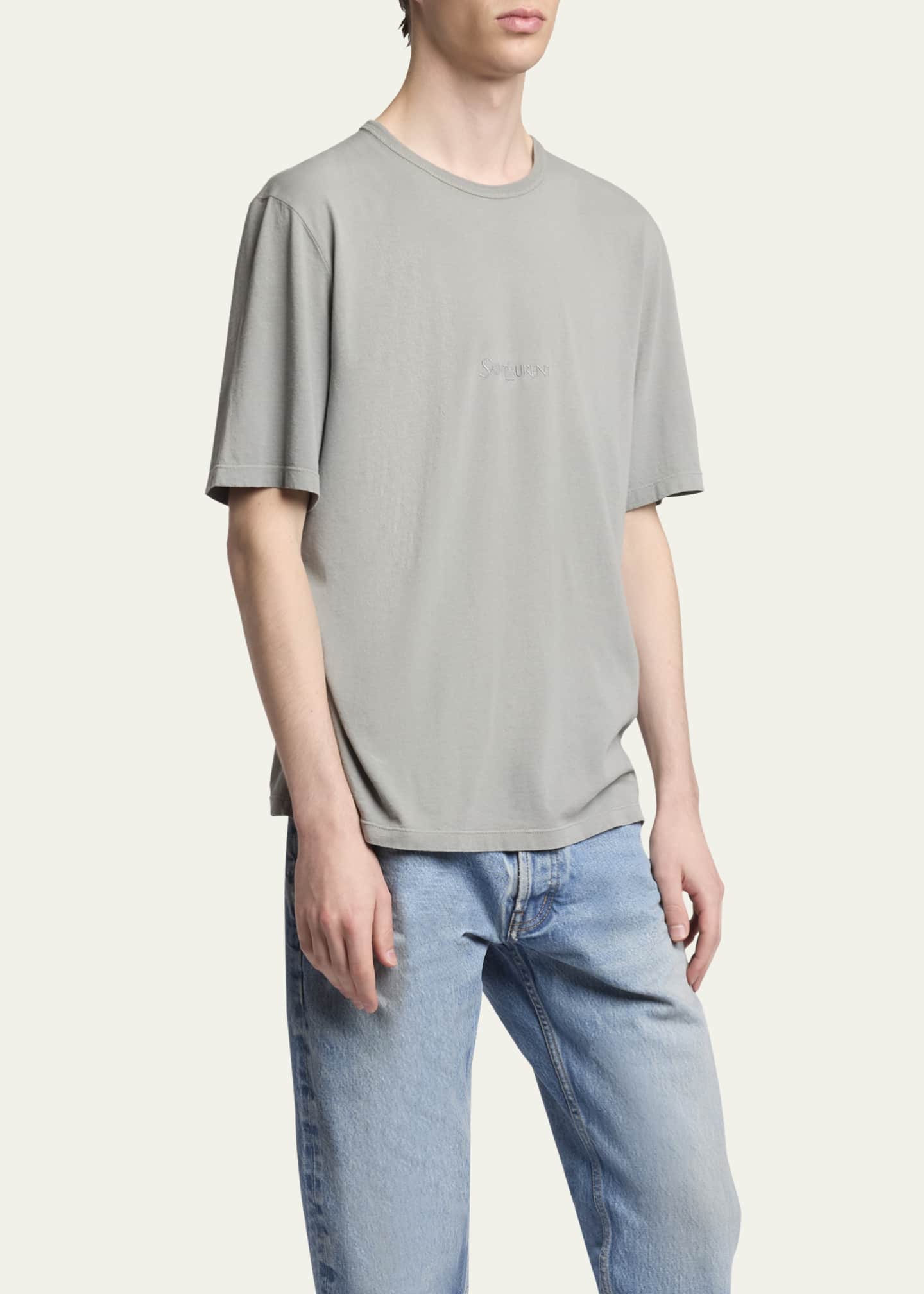 Saint Laurent Men's Basic Logo T-Shirt Image 4 of 5