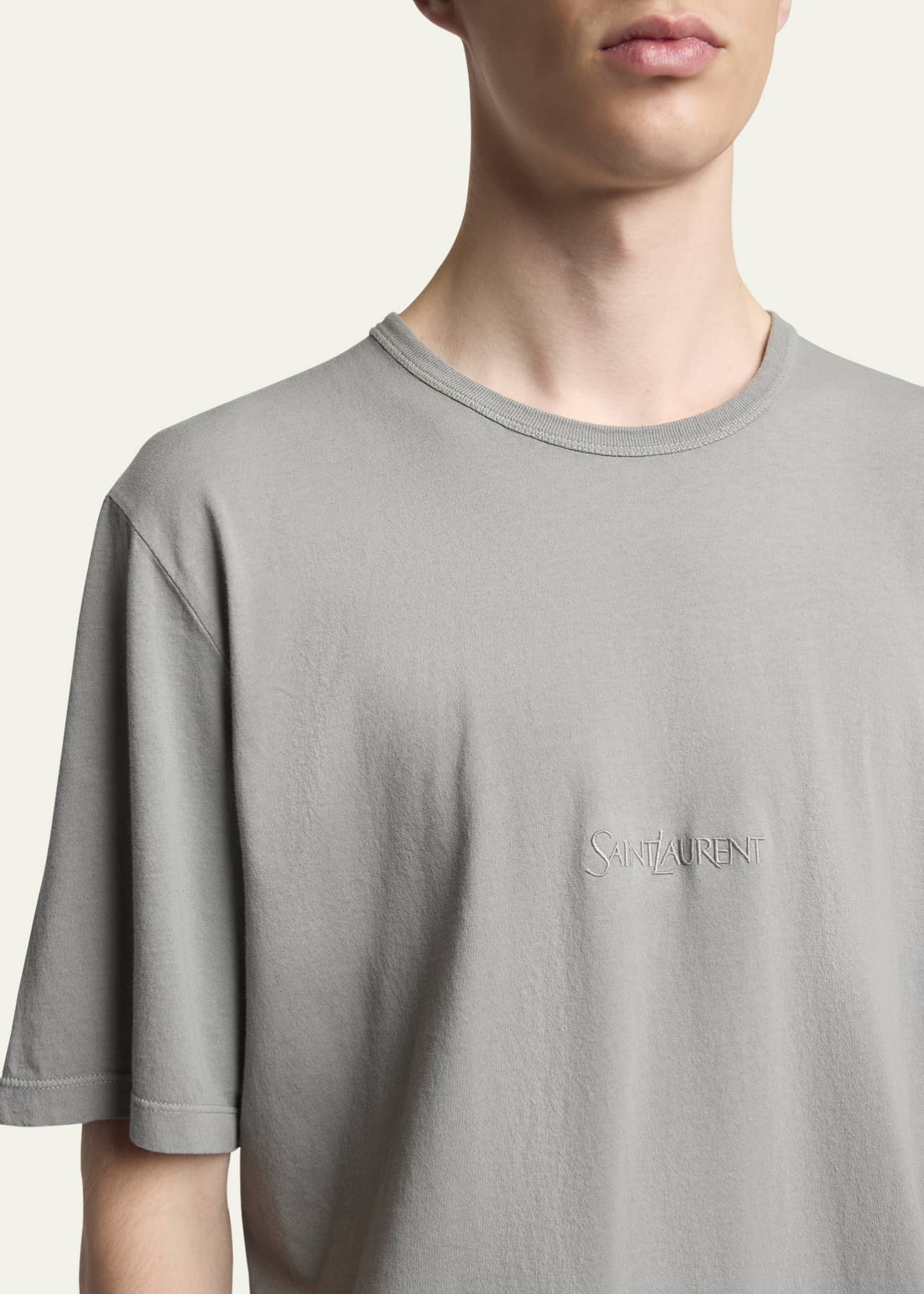 Saint Laurent Men's Basic Logo T-Shirt Image 5 of 5