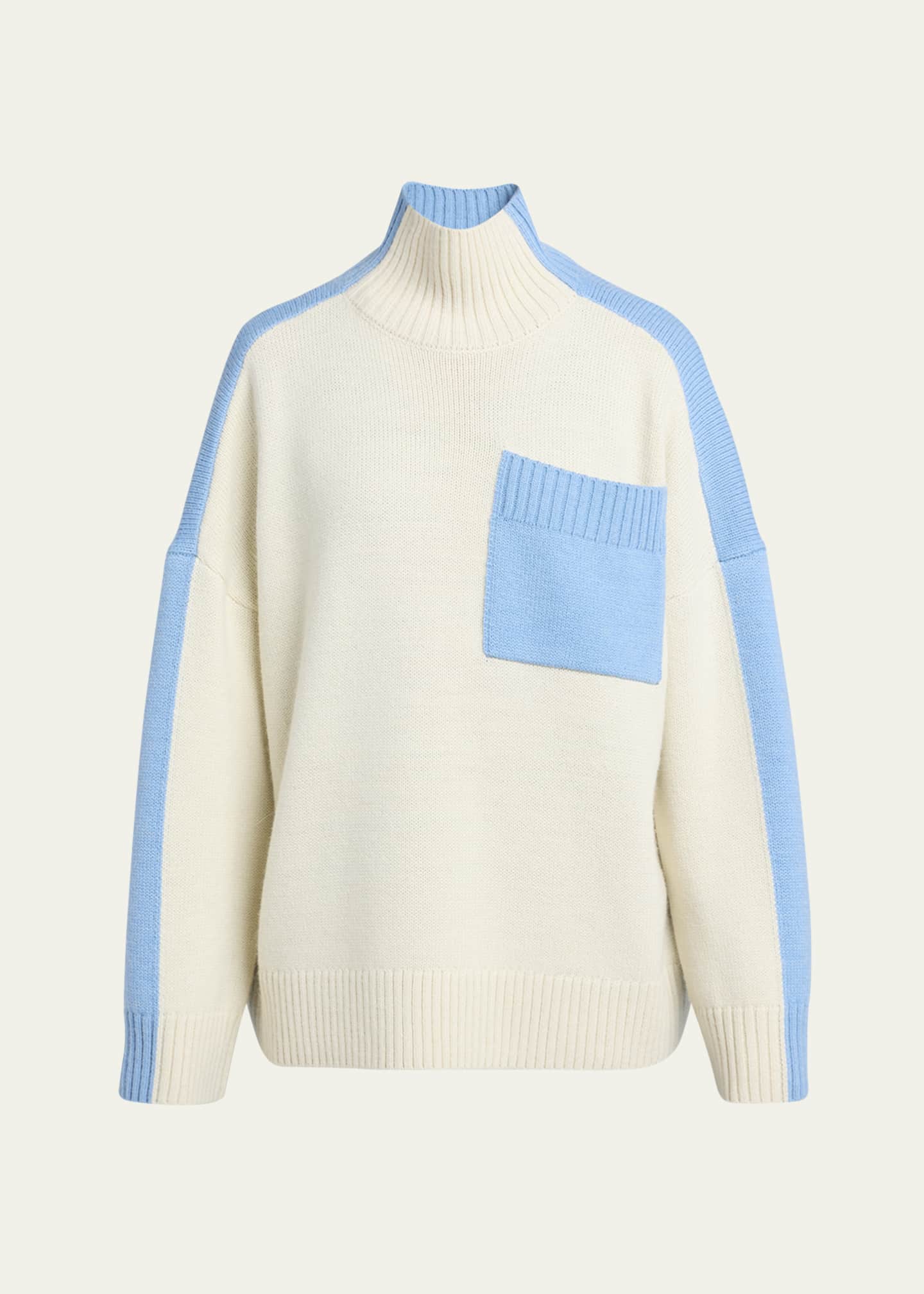 JW Anderson Two Tone Patch Pocket Wool Sweater Image 1 of 5
