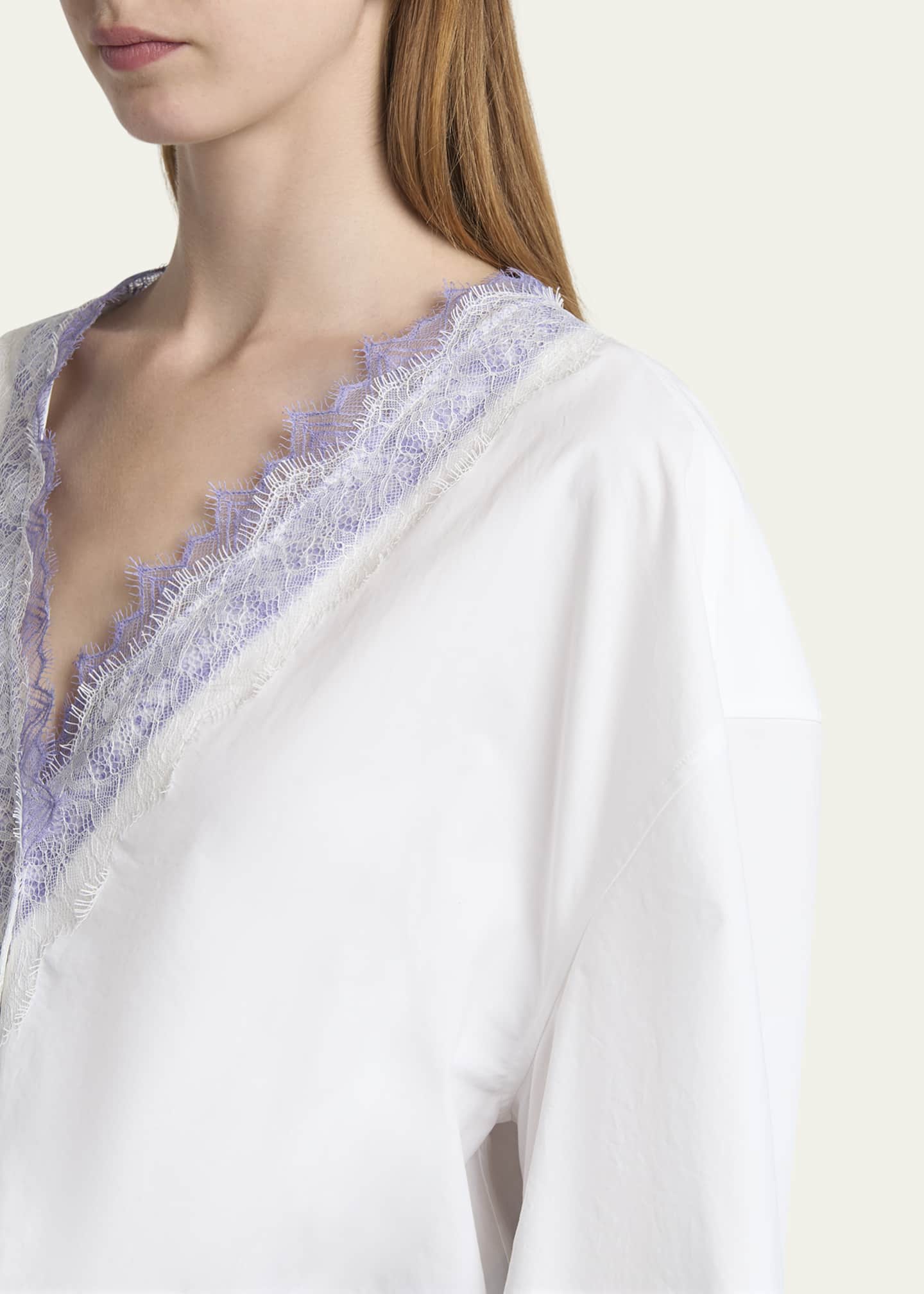 JW Anderson Lace Trim V-Neck Cotton Blouse Image 5 of 5