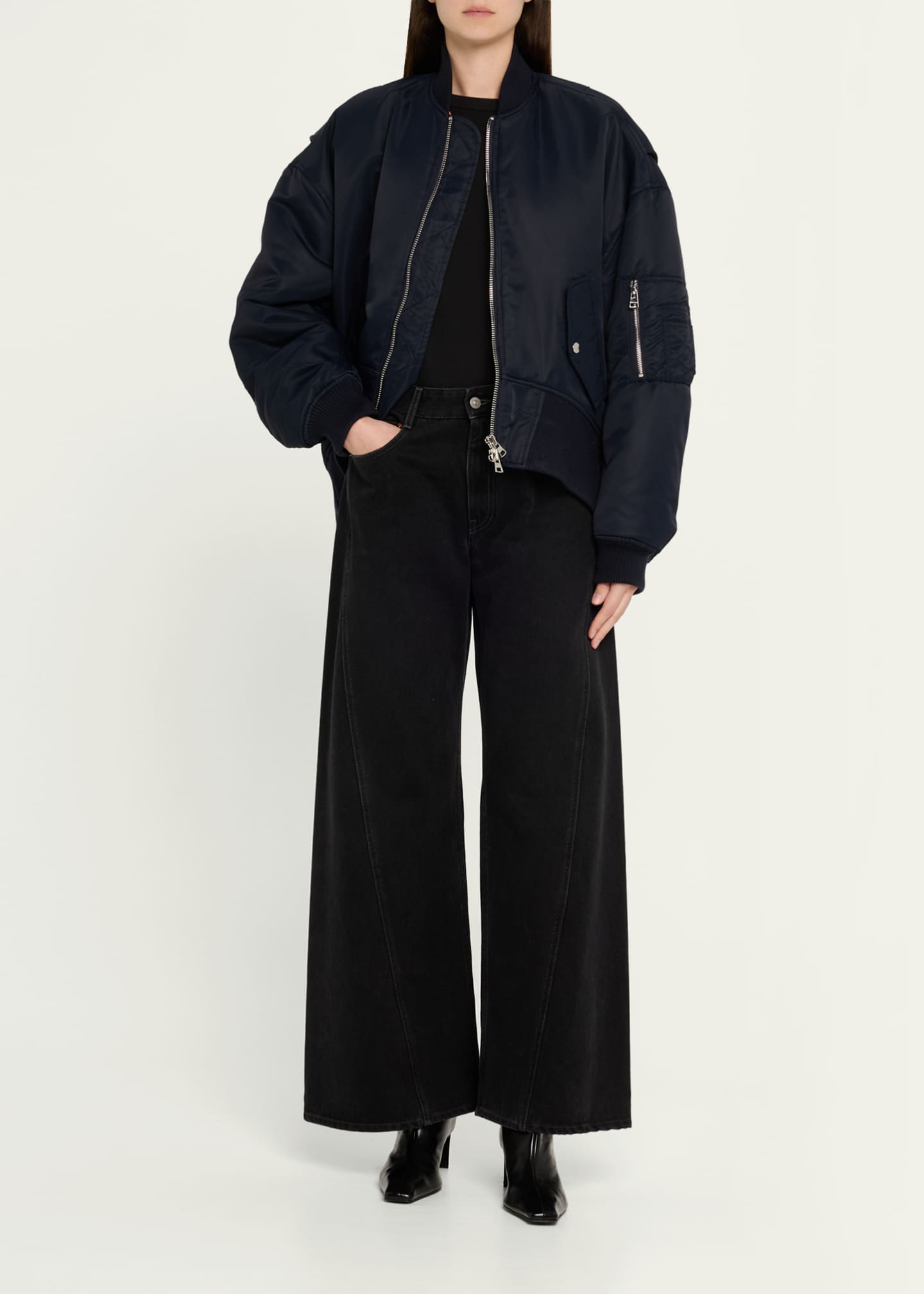 Curved Hem Bomber Jacket