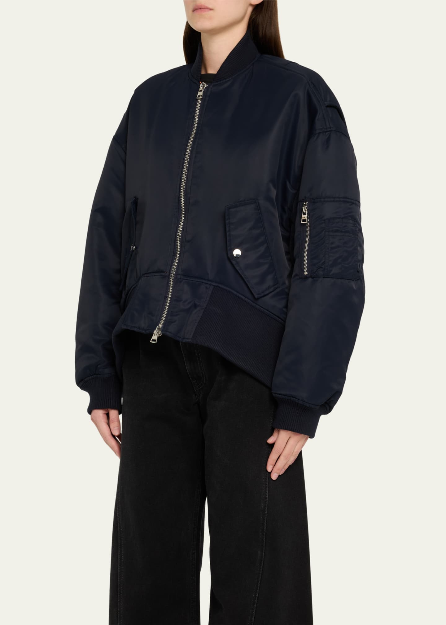 Curved Hem Bomber Jacket