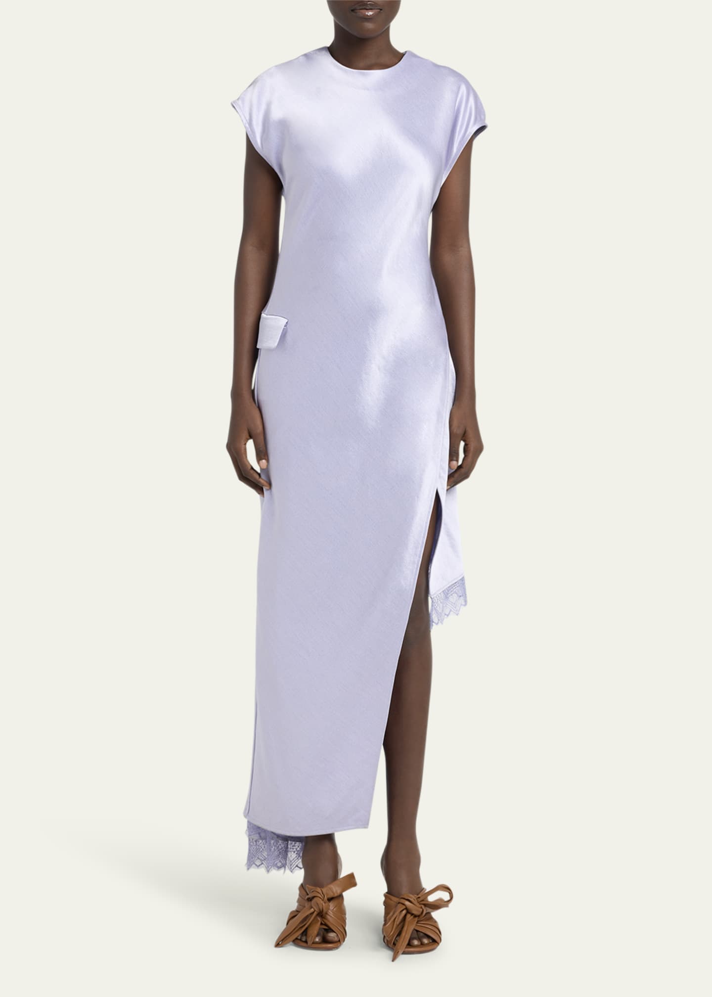 JW Anderson Asymmetric Lace Trim Layered Dress Image 2 of 5