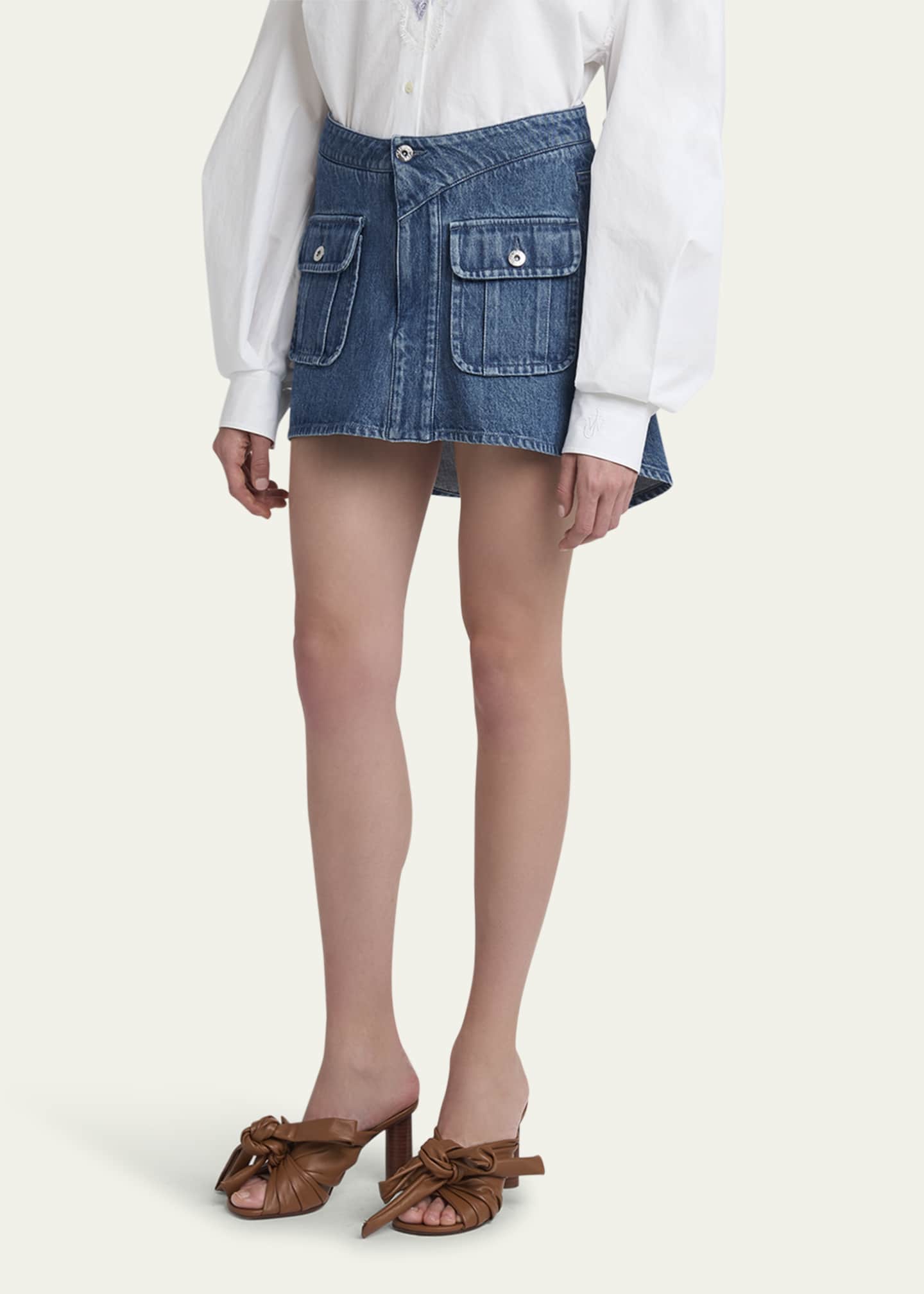 デニム・ジーパン J W ANDERSON DENIM SKRIT JW Anderson Patch Pocket Mini Denim Skirt - Bergdorf Goodman