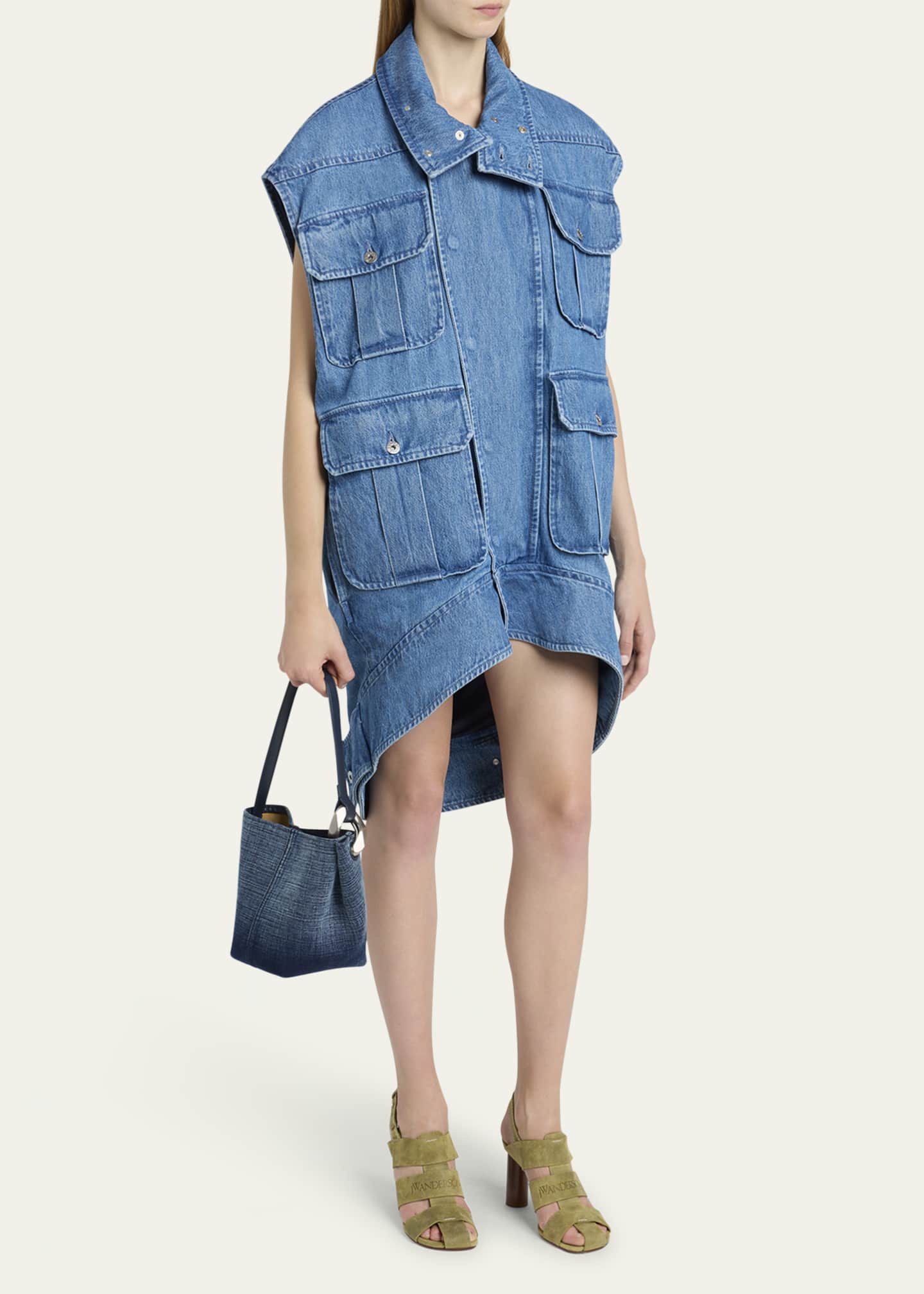 JW Anderson Corner Small Acid Wash Denim Bucket Bag Image 5 of 6
