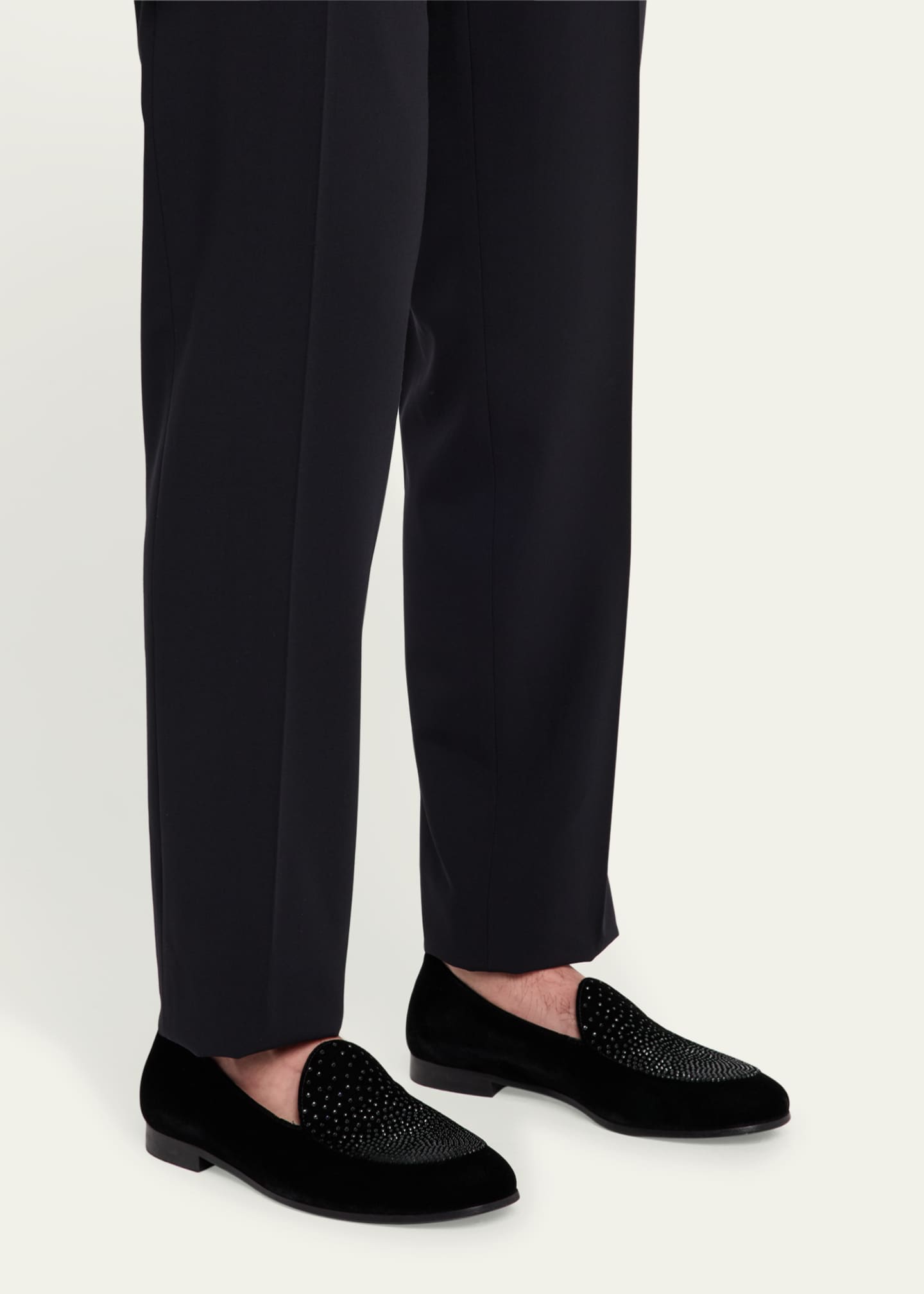 Giorgio Armani Men's Velvet and Crystal Loafers Image 2 of 3