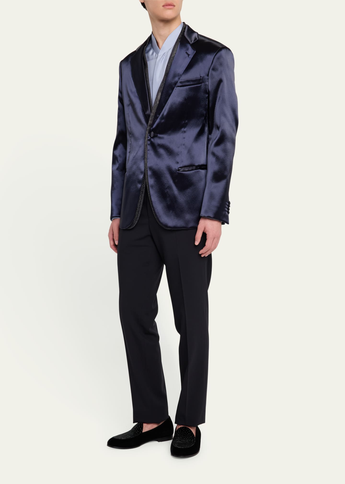 Giorgio Armani Men's Velvet and Crystal Loafers Image 3 of 3