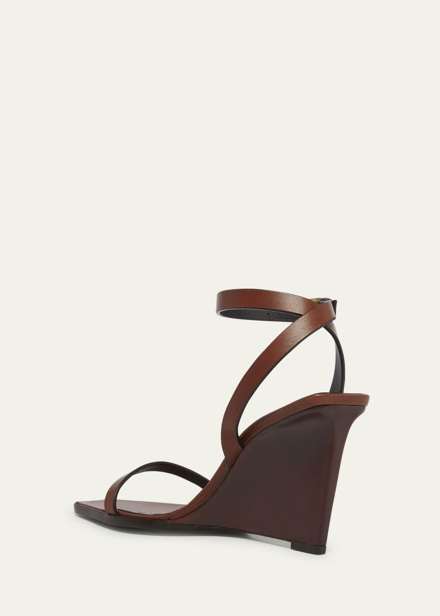 Saint Laurent May Leather Ankle-Strap Wedge Sandals Image 4 of 5