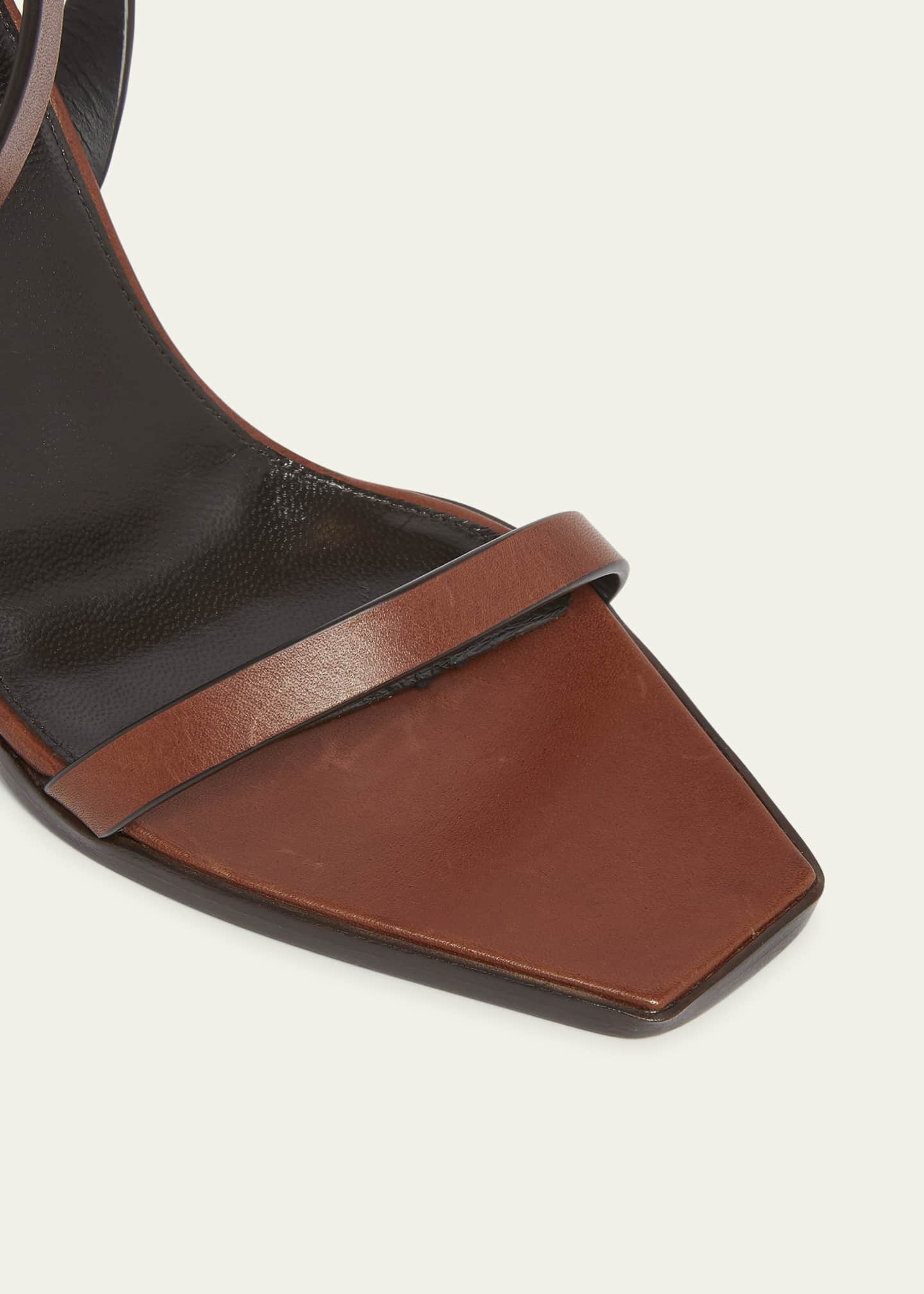 Saint Laurent May Leather Ankle-Strap Wedge Sandals Image 5 of 5