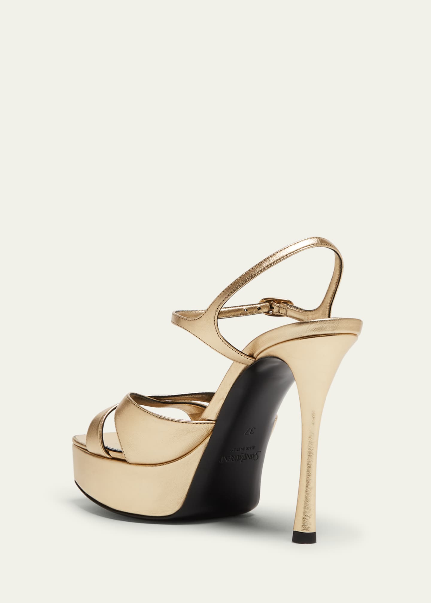 Saint Laurent Debbie Metallic Crisscross Platform Sandals Image 4 of 5
