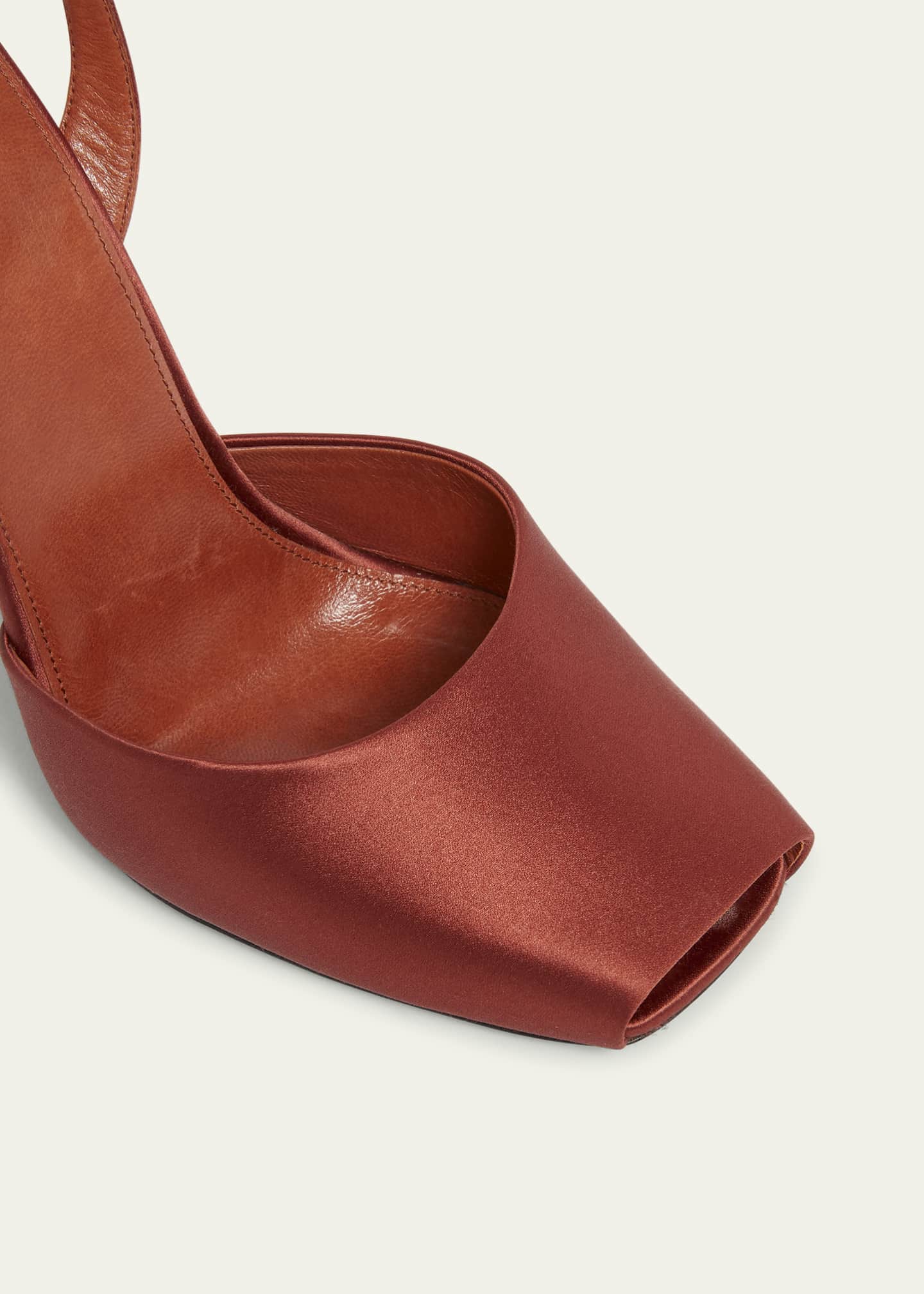Saint Laurent La Scandale Satin Ankle-Strap Wedge Sandals Image 5 of 5