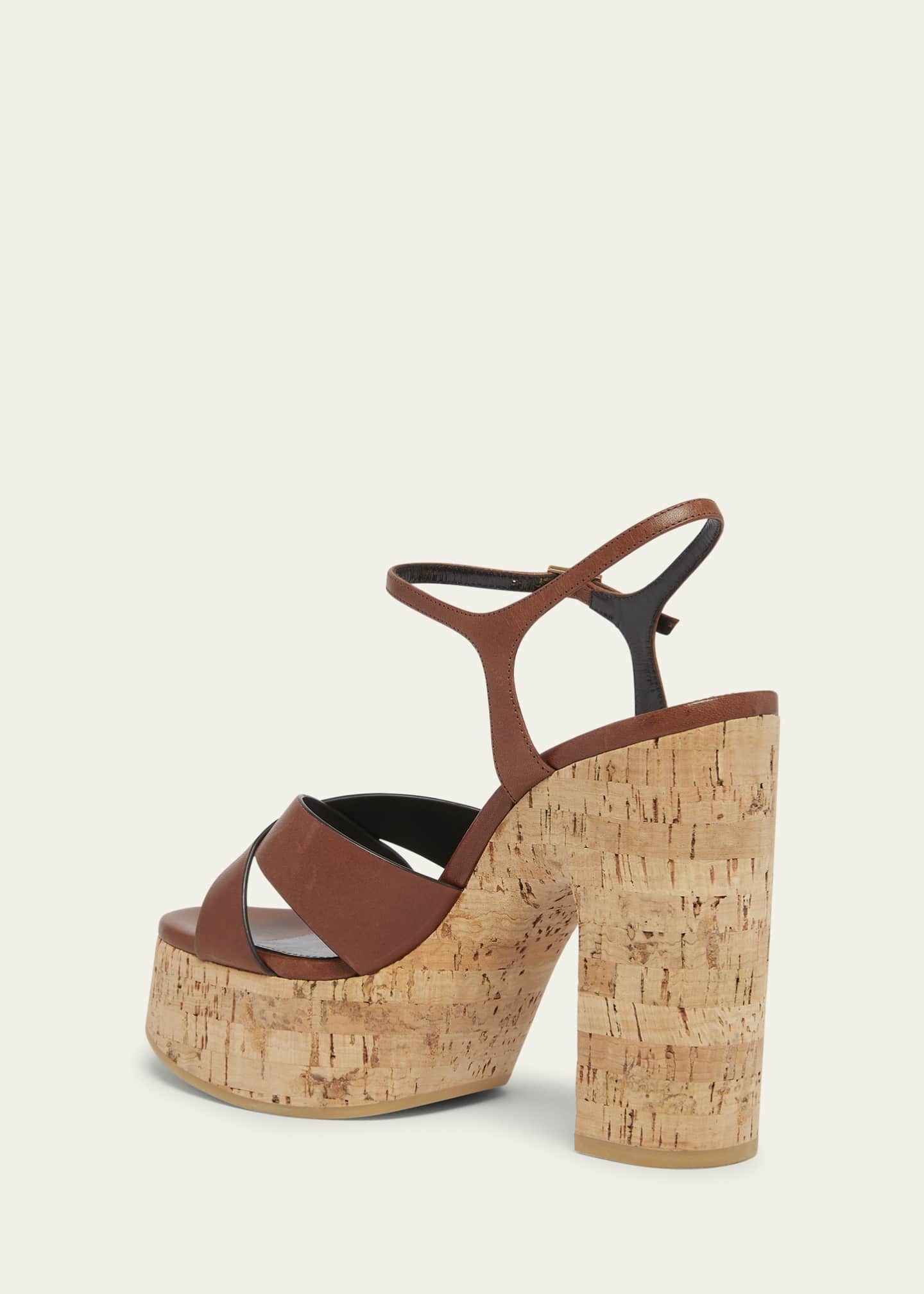 Saint Laurent Bianca Leather Cork Platform Sandals Image 4 of 5