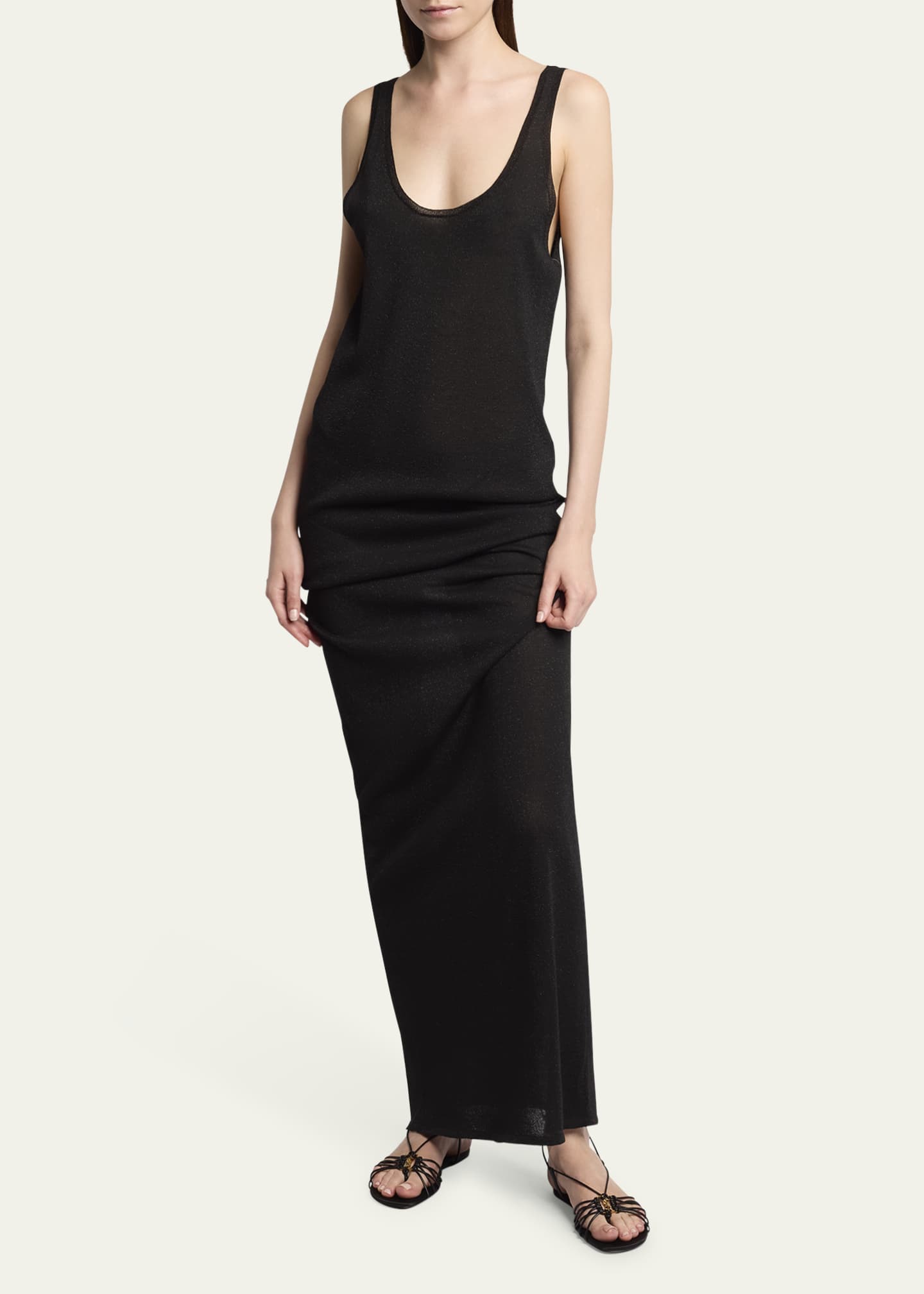 Saint Laurent Babylone Strappy YSL Ankle-Tie Sandals Image 2 of 5