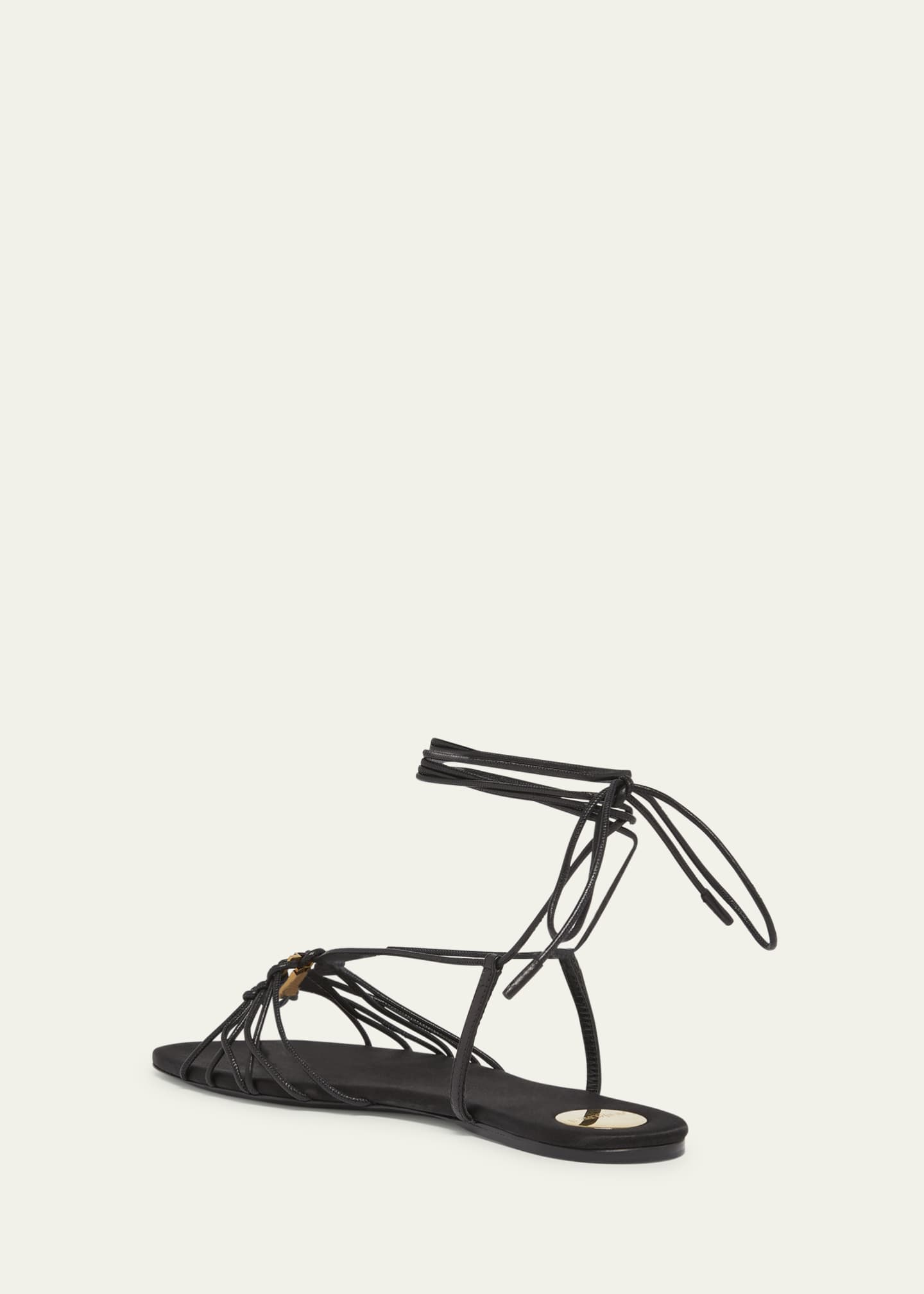 Saint Laurent Babylone Strappy YSL Ankle-Tie Sandals Image 4 of 5