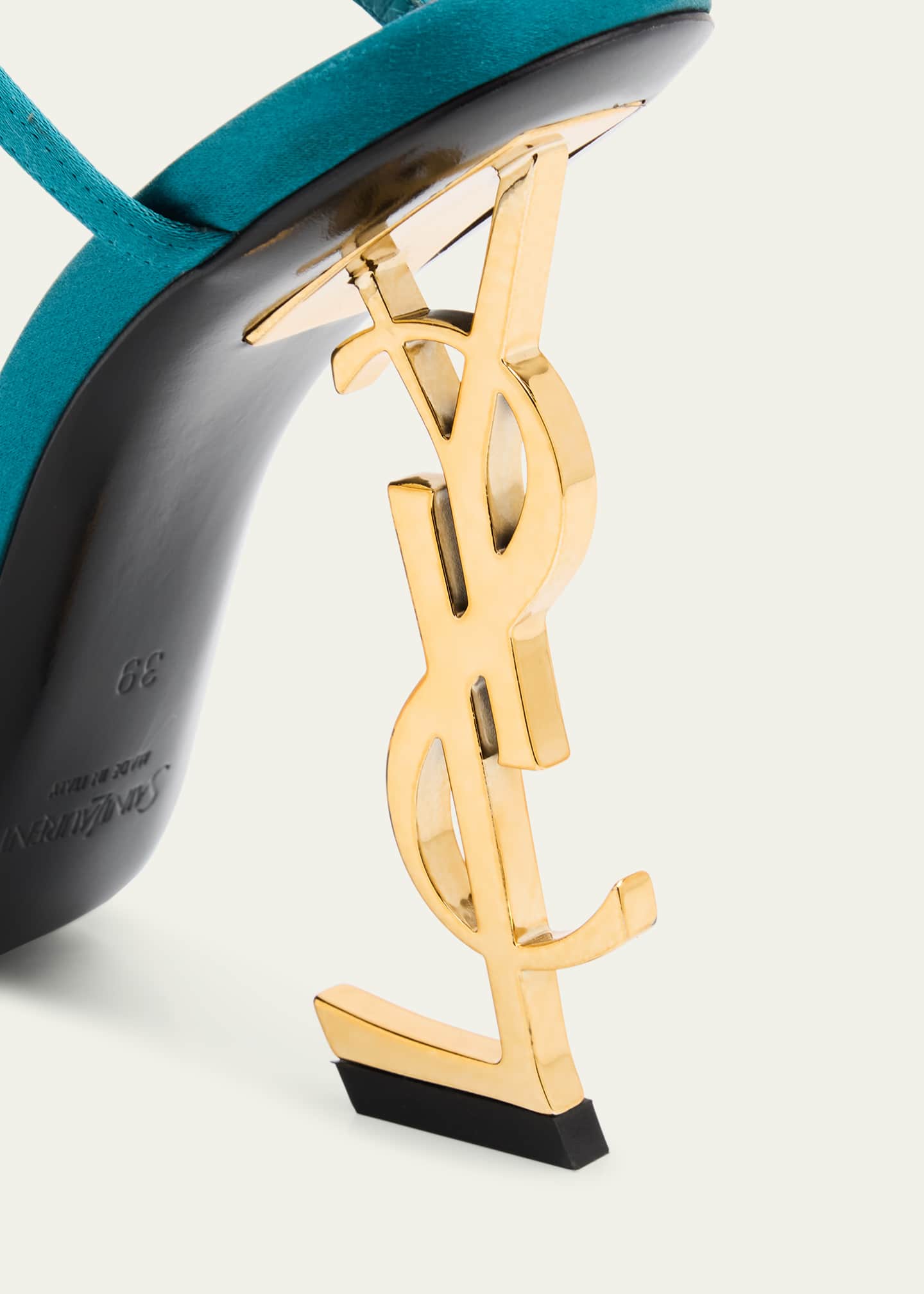 Saint Laurent Opyum YSL Logo-Heel Wrap-Ankle Sandals with Golden Hardware Image 5 of 6