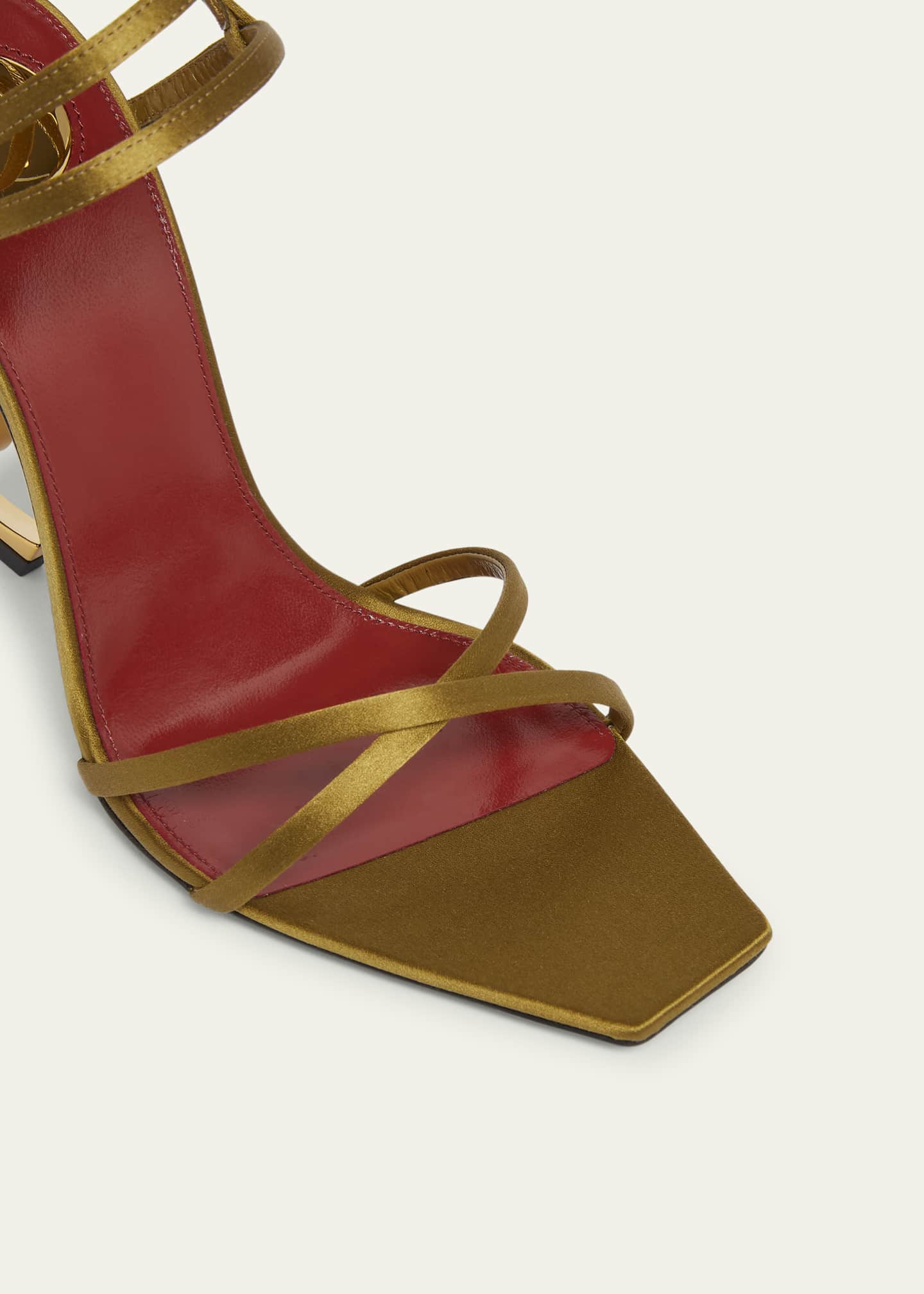 Saint Laurent Opyum YSL Logo-Heel Wrap-Ankle Sandals with Golden Hardware Image 5 of 6