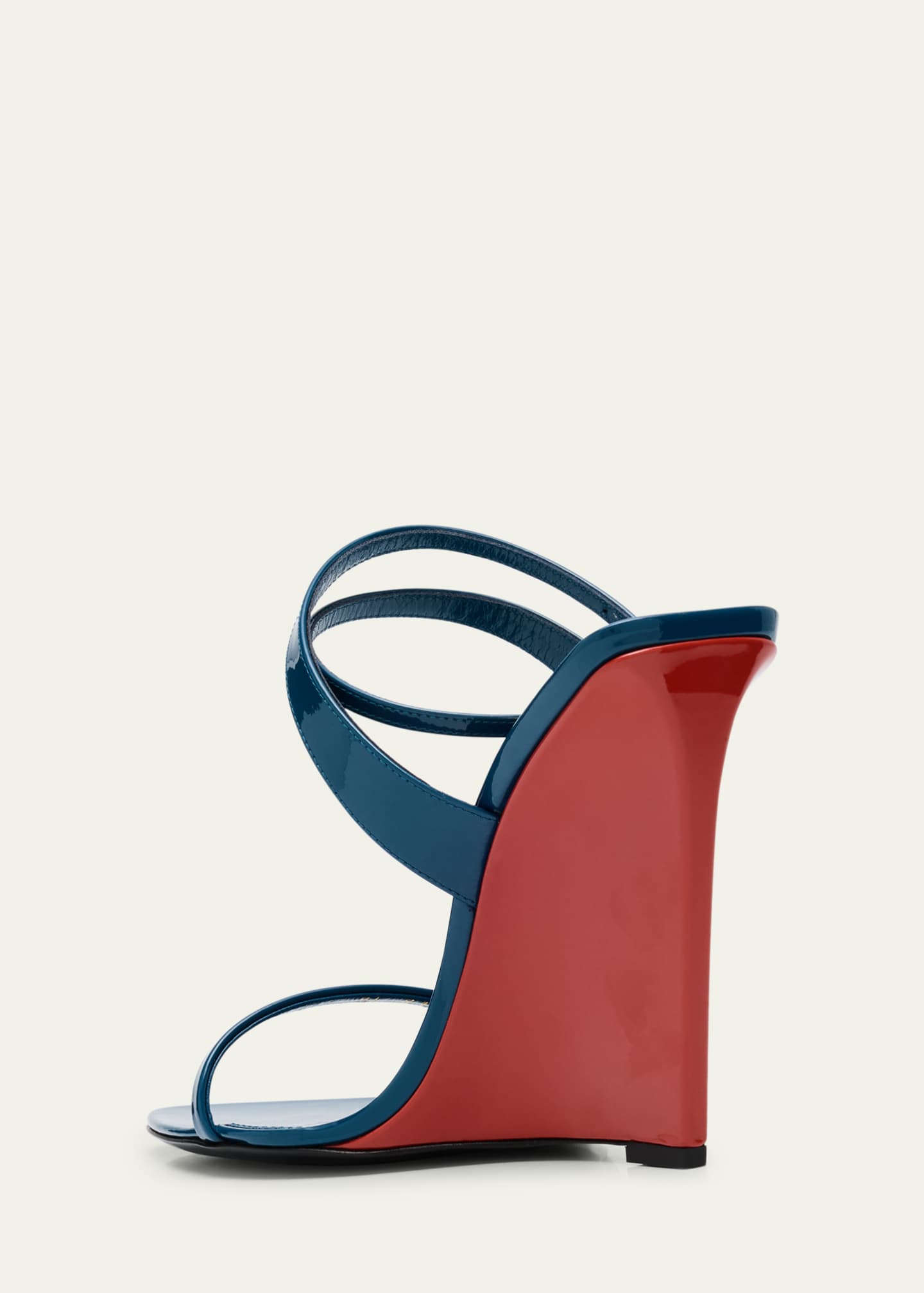 Saint Laurent Salome Patent Wedge Slide Sandals Image 4 of 6