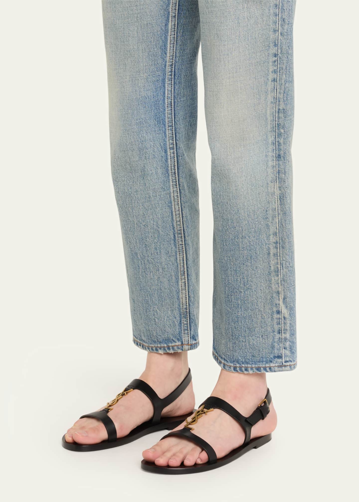 Saint Laurent Cassandra Leather YSL Slingback Sandals Image 2 of 6