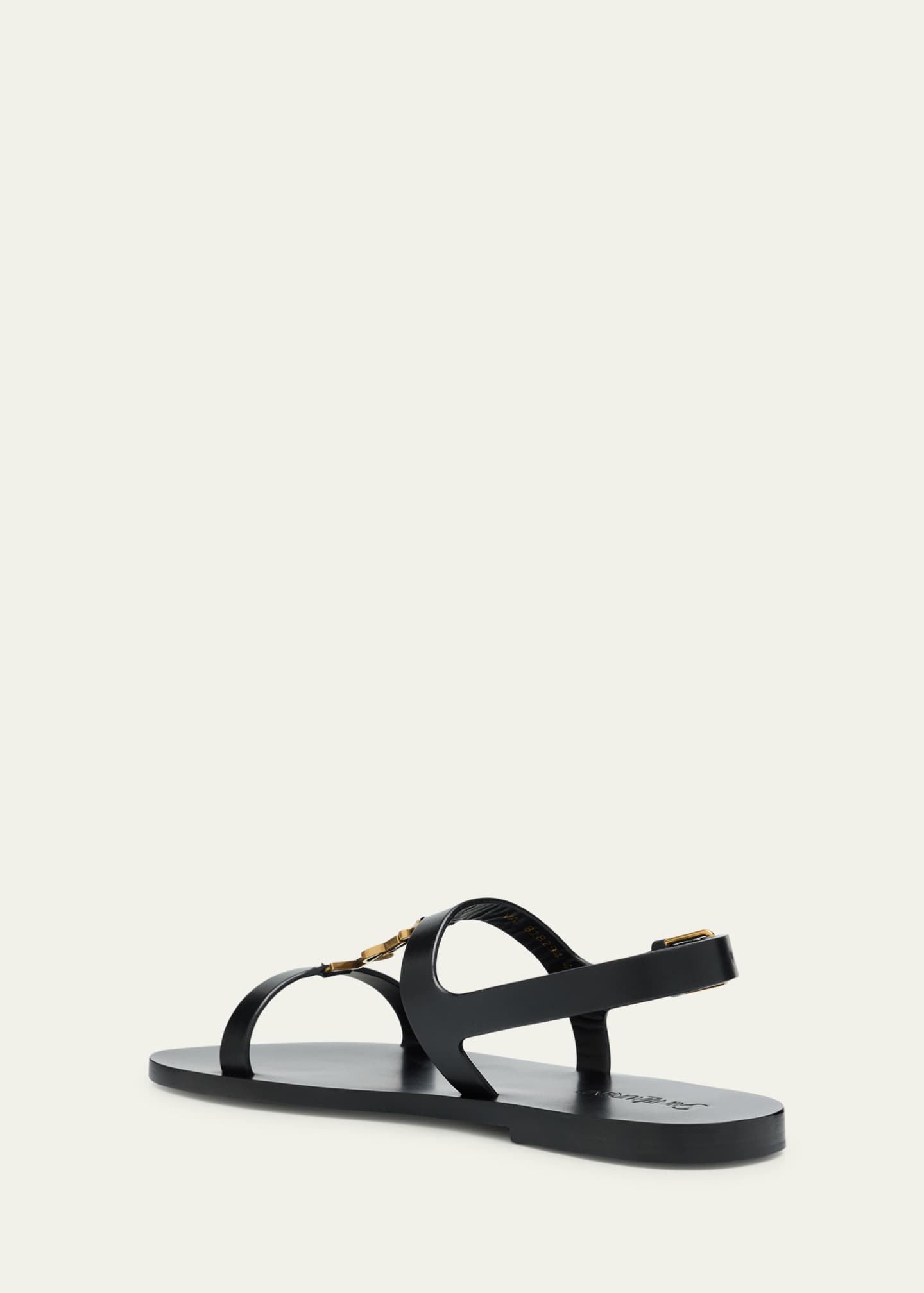 Saint Laurent Cassandra Leather YSL Slingback Sandals Image 4 of 6