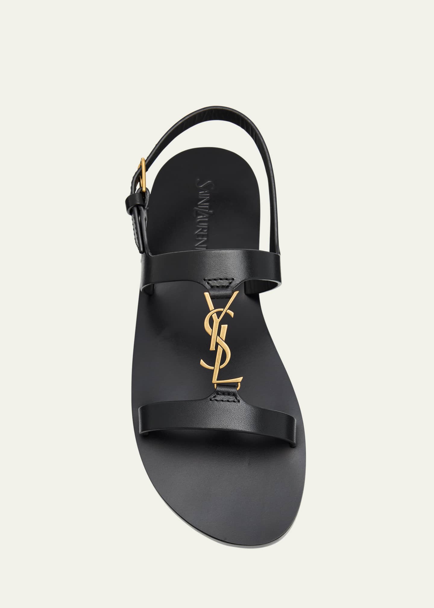 Saint Laurent Cassandra Leather YSL Slingback Sandals Image 6 of 6